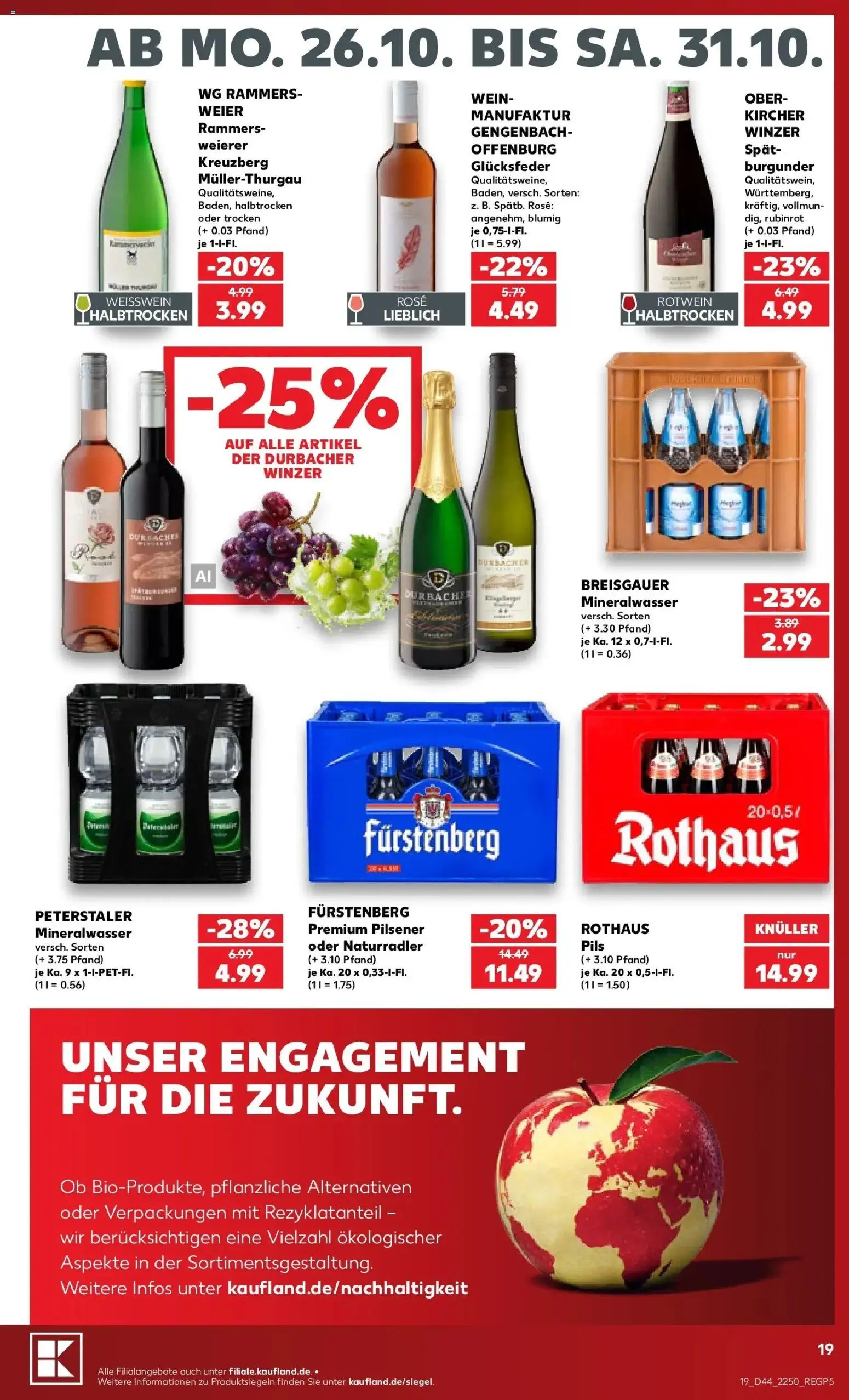 Prospekt Kaufland ab 26.10.2026 » Angebote Online zum Blättern | Seite: 23 | Produkte: Weißwein, Rotwein, Pils, Mineralwasser