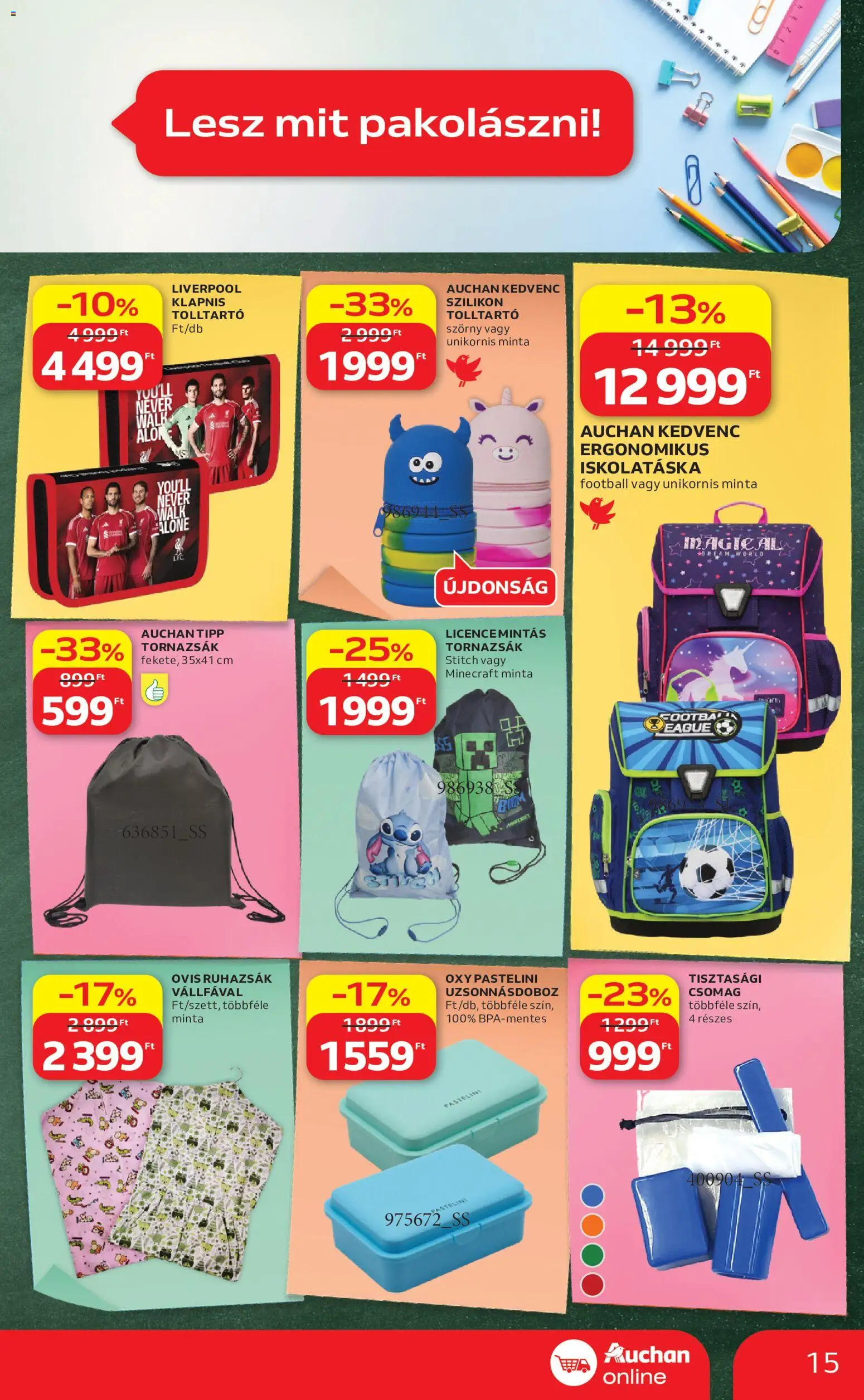 Auchan akciós ujság - amely érvényes a következő dátumtól: 2026.07.23. | Oldal: 15 | Termékek: Tolltartó, Doboz