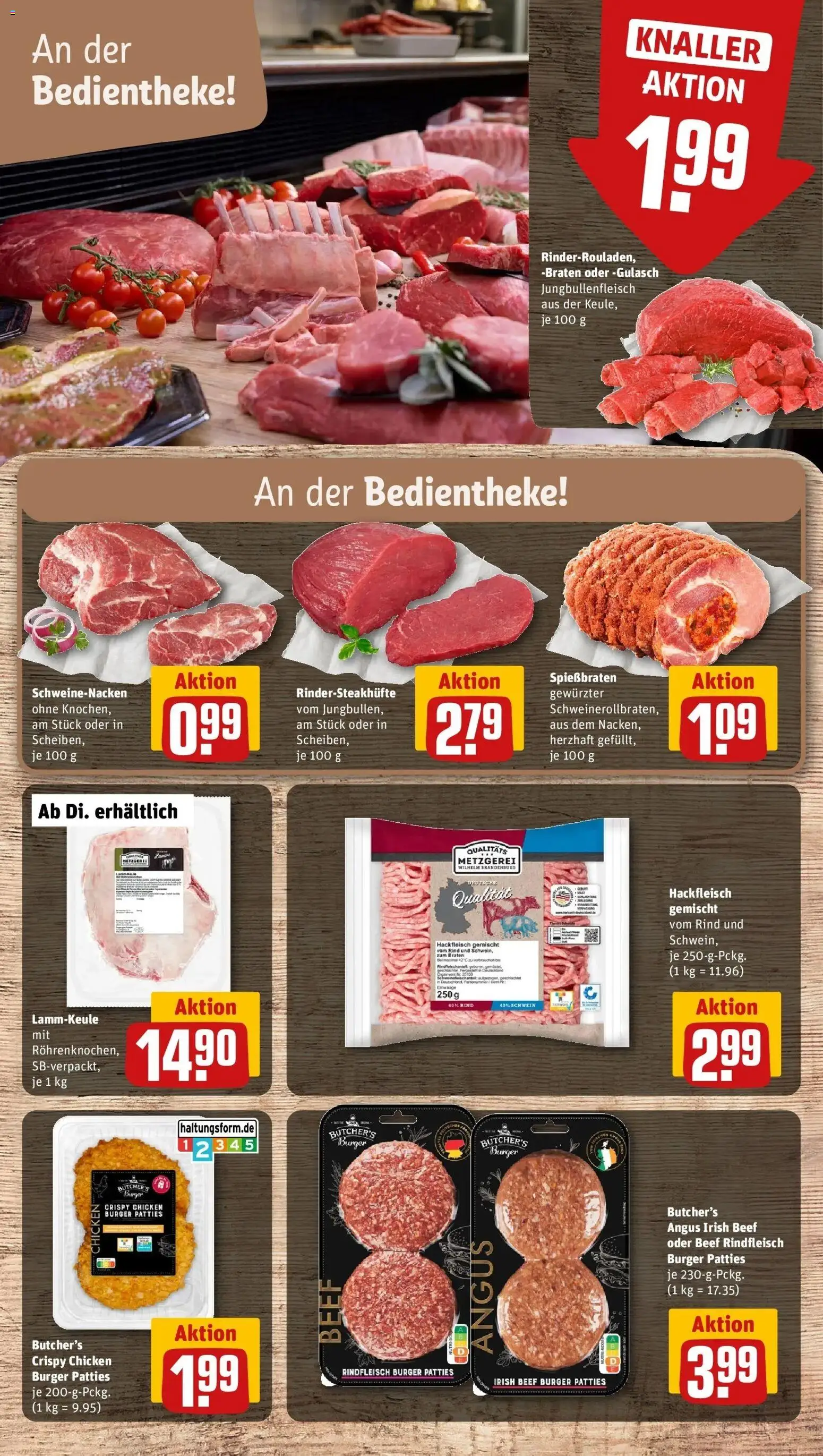 REWE Prospekt ab 26.10.2026 zum Blättern » Angebote | Seite: 8 | Produkte: Burger, Schweinenacken, Gulasch, Rindfleisch