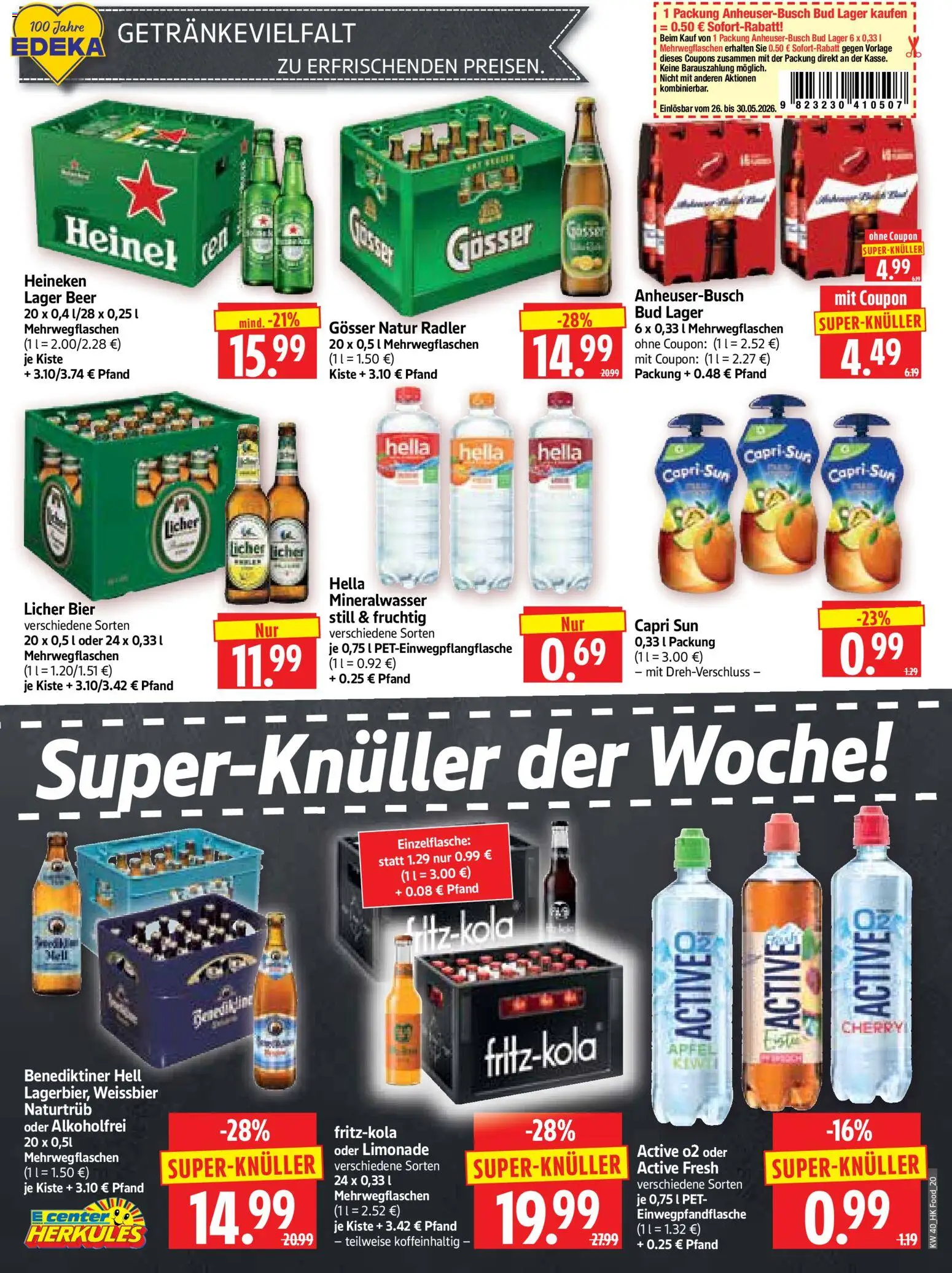 HERKULES Prospekt – gültig ab 26.05.2026 | Seite: 20 | Produkte: Capri sun, Bier, Weißbier, Heineken