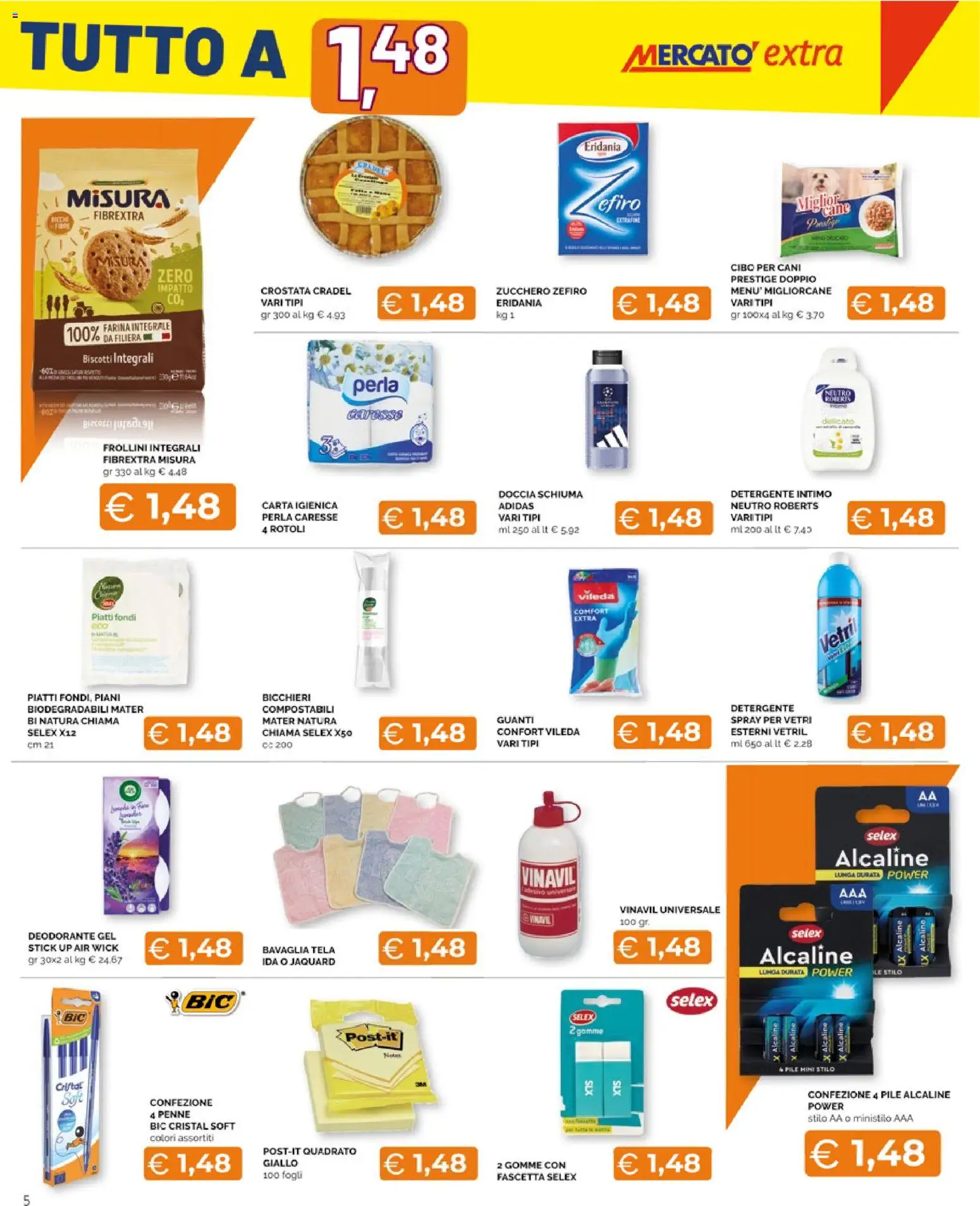 Volantino Mercatò del 20/07/2026 | Pagina: 5 | Prodotti: Carta igienica, Biscotti, Penne, Doccia