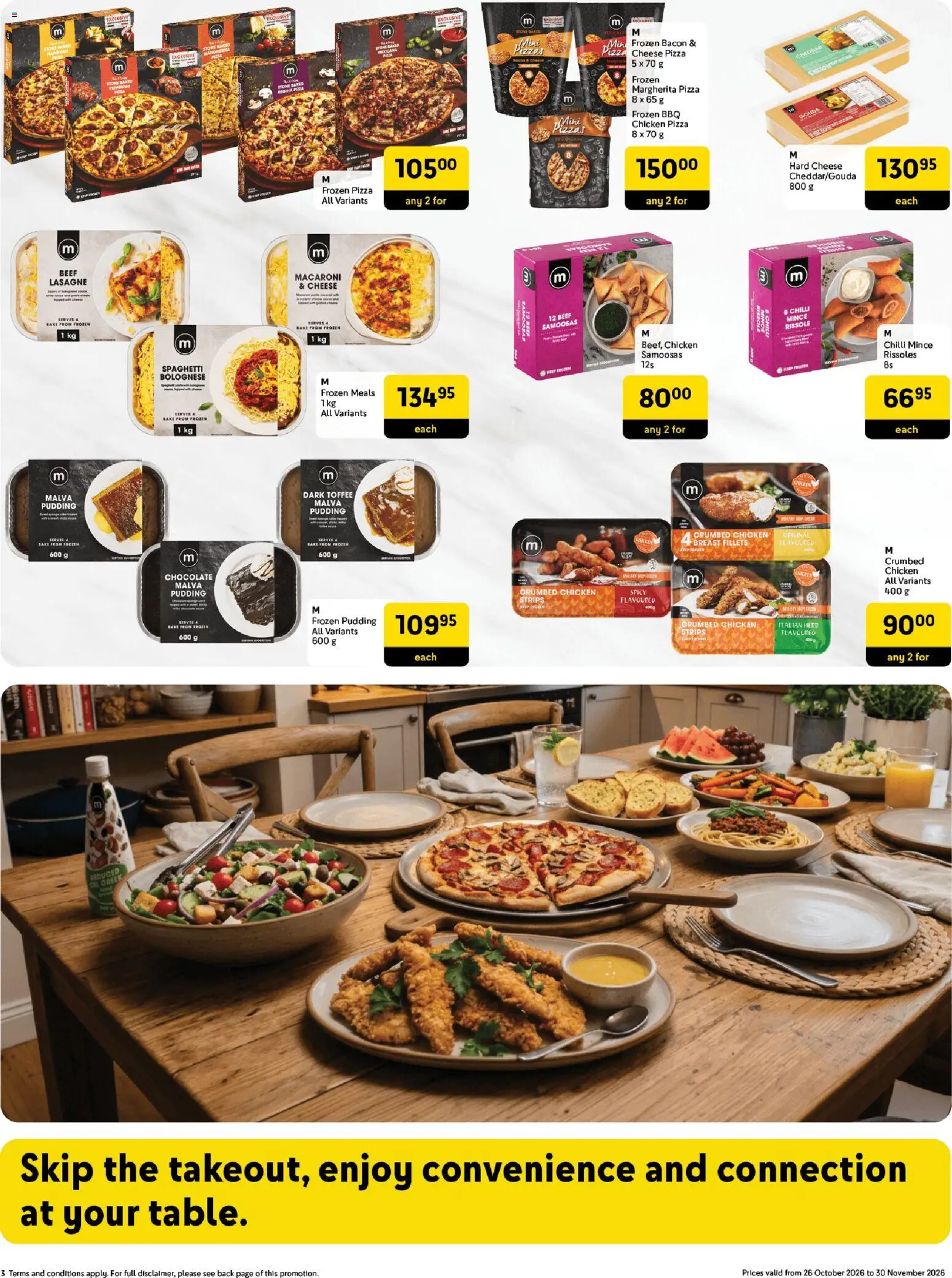 New Makro catalogue – valid from 26/10/2026 | Page: 3 | Products: Frozen pizza, Samoosas, Spaghetti, Chilli