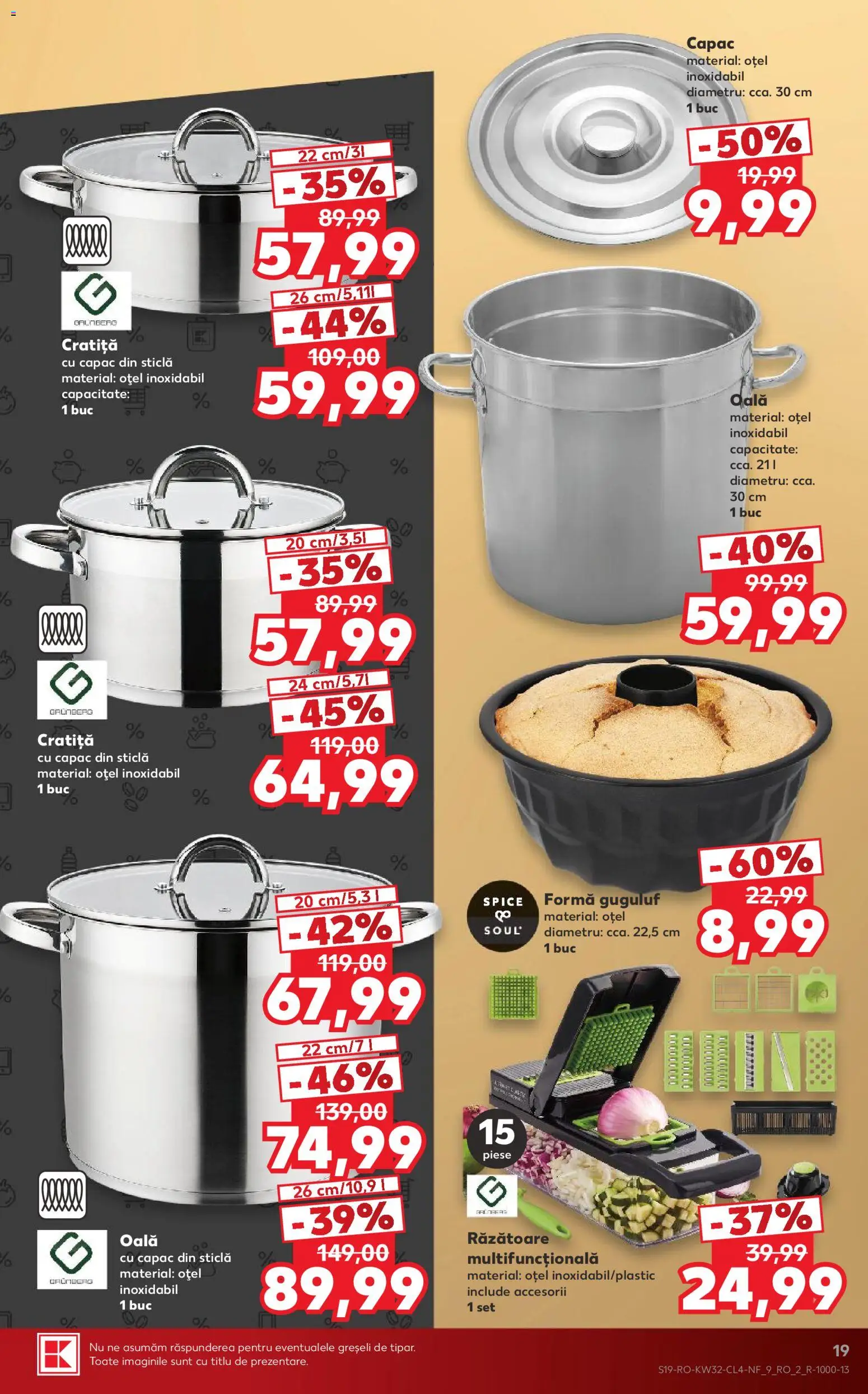 Noul catalog Kaufland – valabil de la 05.08.2026 | Pagină: 19 | Produse: Cratiță, Oală, Răzătoare