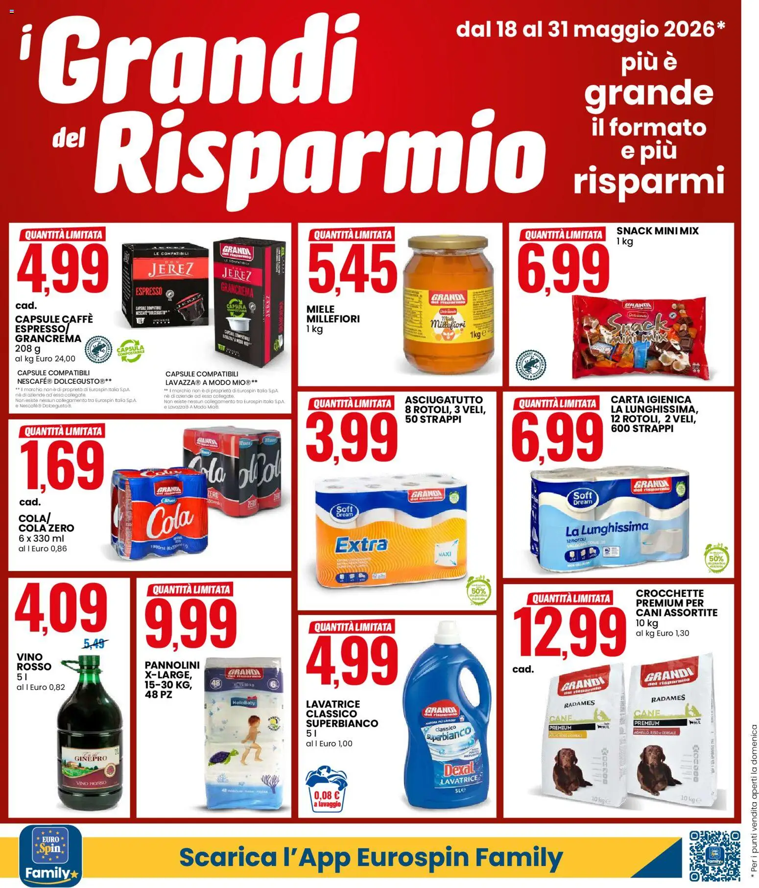 Volantino Eurospin del 18.05.2026 | Pagina: 4 | Prodotti: Vino, Crocchette, Miele, Vino rosso