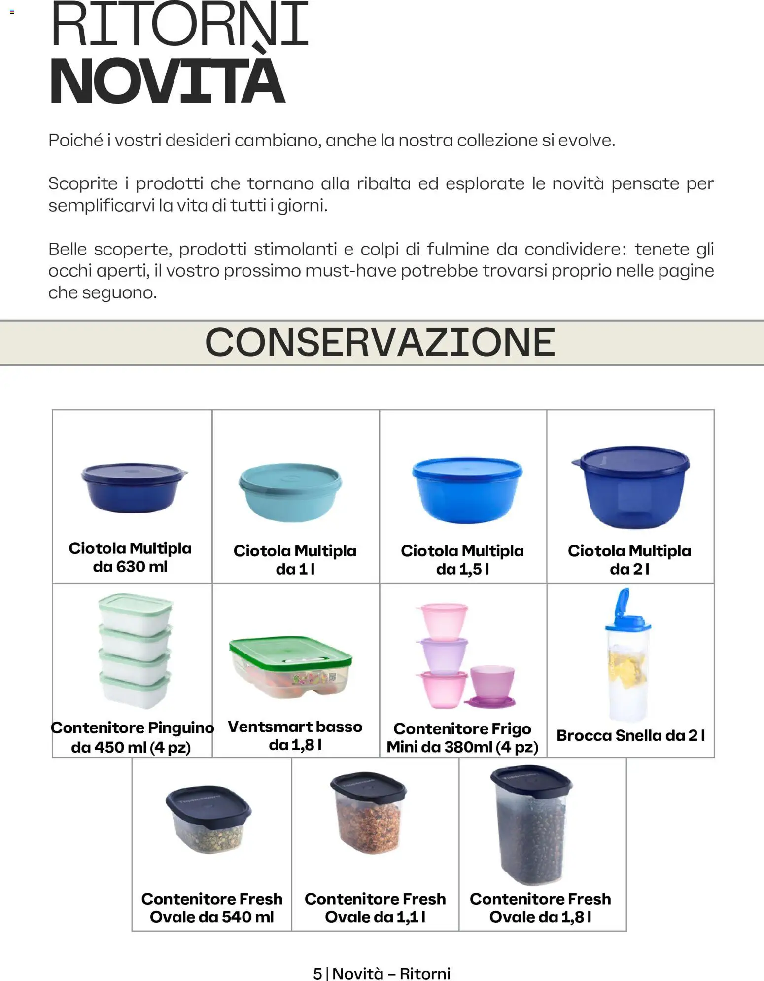 Volantino Tupperware del 01/10/2026 | Pagina: 5 | Prodotti: Basso, Contenitore, Ciotola