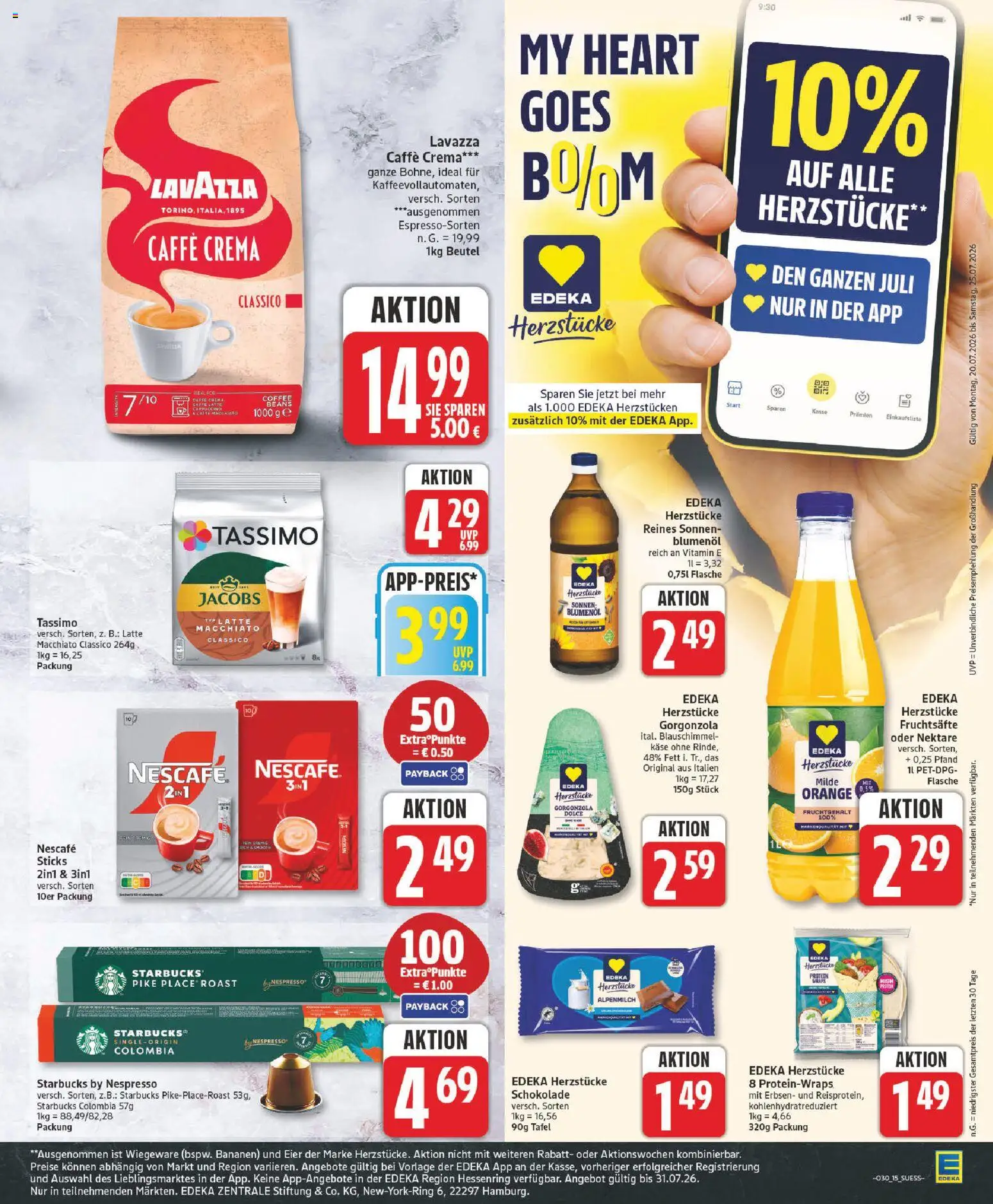 Edeka Prospekt – gültig ab 20.07.2026 | Seite: 15 | Produkte: Schokolade, Starbucks, Tassimo, Erbsen