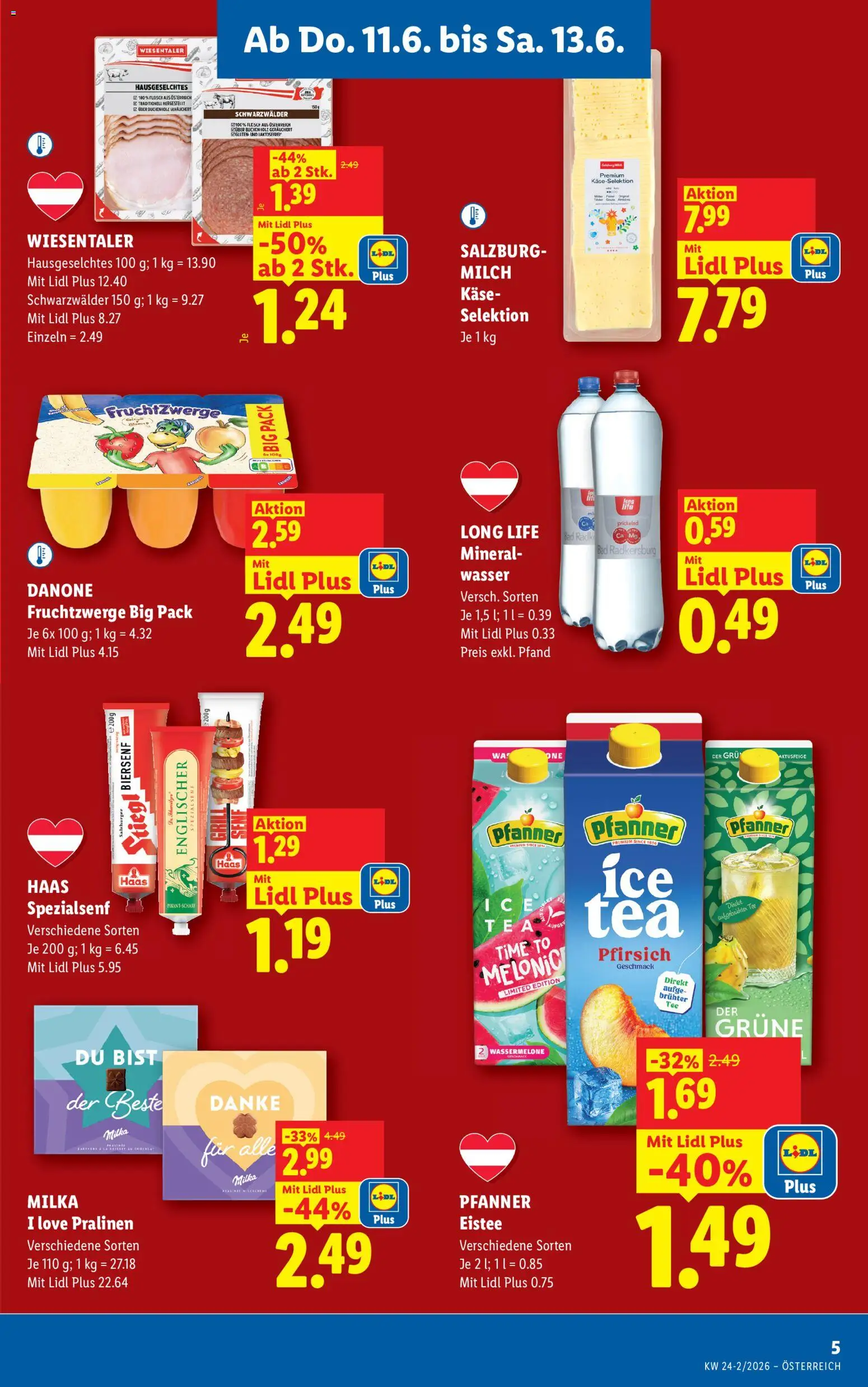 Lidl Flugblatt gültig ab 11.06.2026 | Seite: 5 | Produkte: Wassermelone, Bad, Milch, Käse