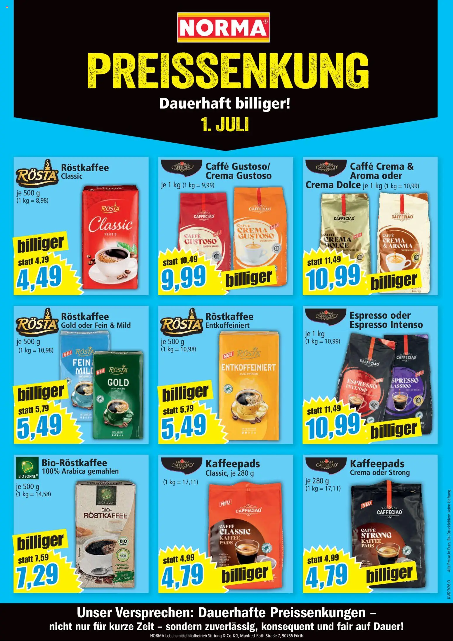 Norma Prospekt – gültig ab 10.08.2026 | Seite: 23 | Produkte: Kaffeepads, Cola, Kaffee