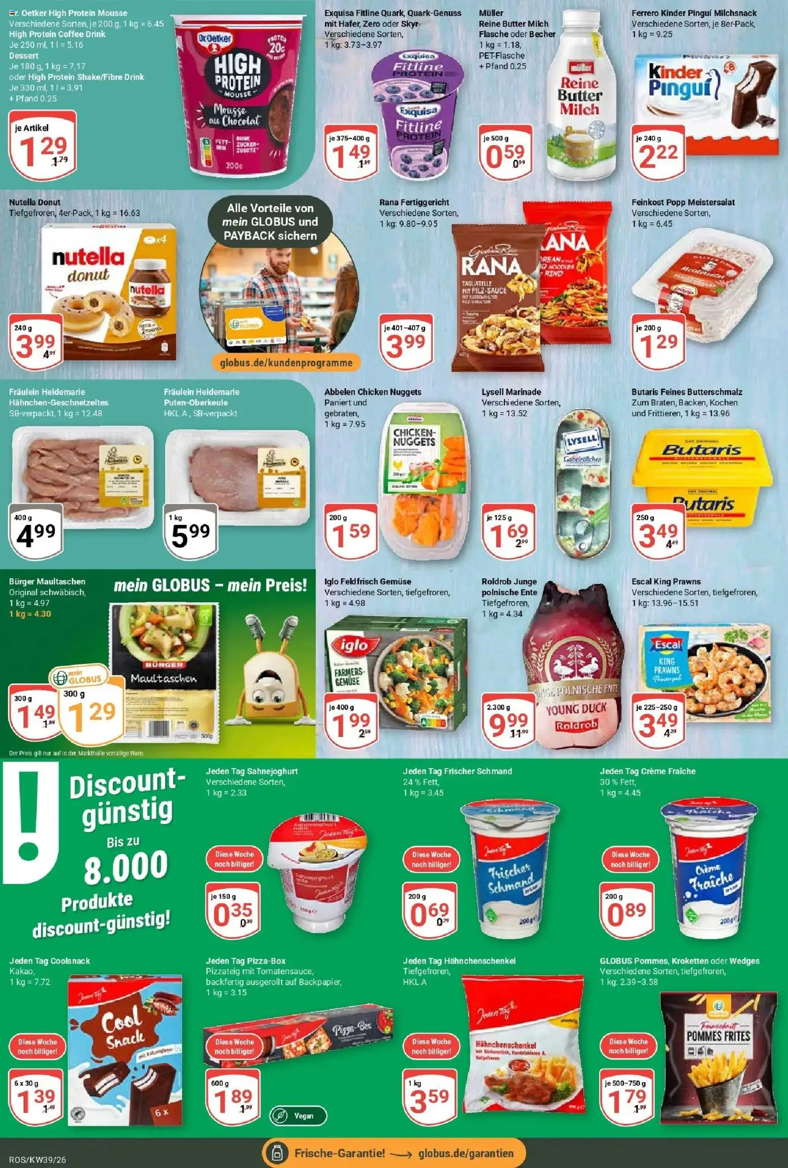 Globus Prospekt Lambrechtshagen (ab 21.09.2026) » Angebote online | Seite: 14 | Produkte: Butterschmalz, Hahnchenschenkel, Milch, Pommes frites