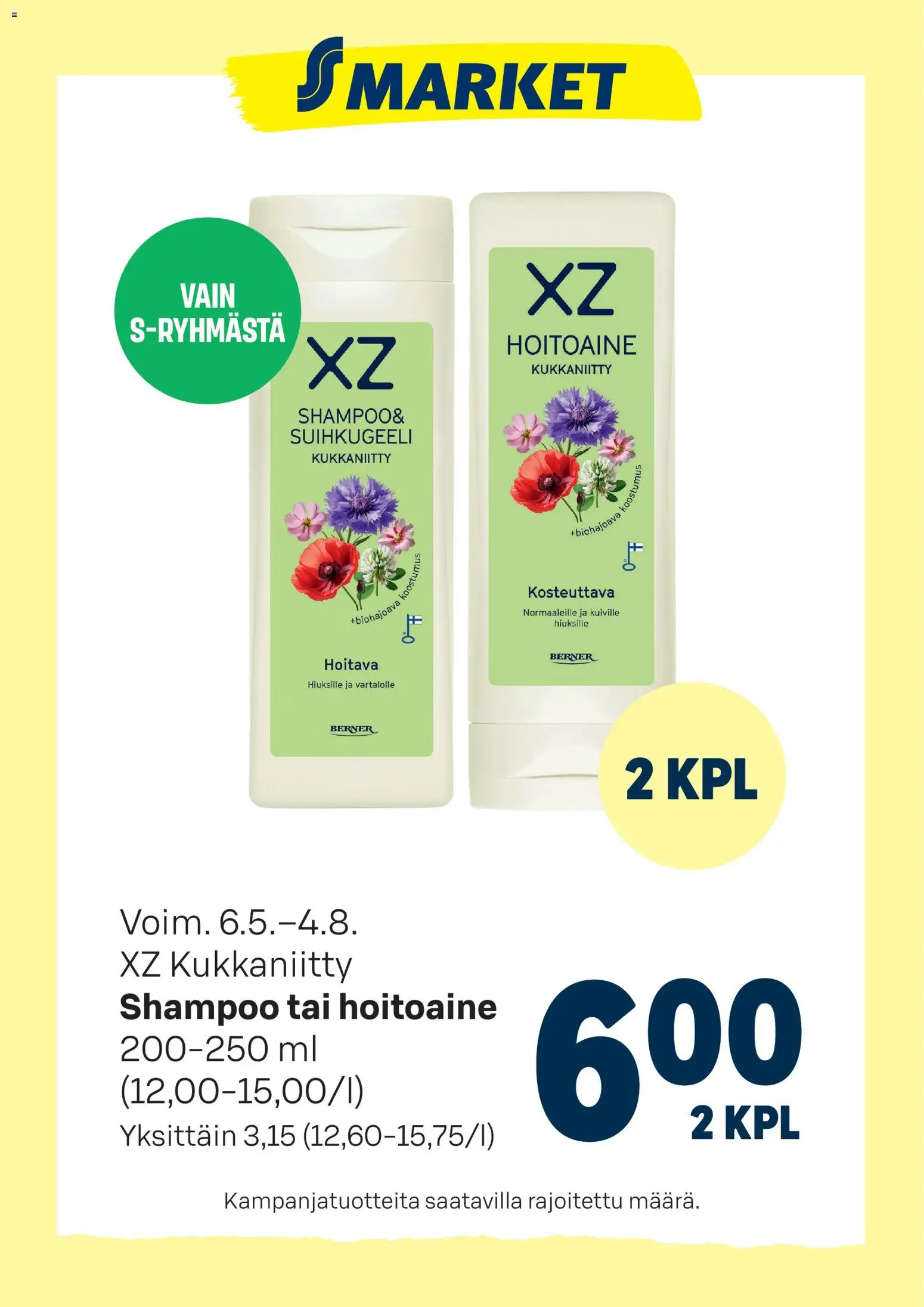 S-market tarjoukset XZ – voimassa 06.05.2026 alkaen | Sivu: 1 | Tuotteet: Shampoo, Hoitoaine, Suihkugeeli