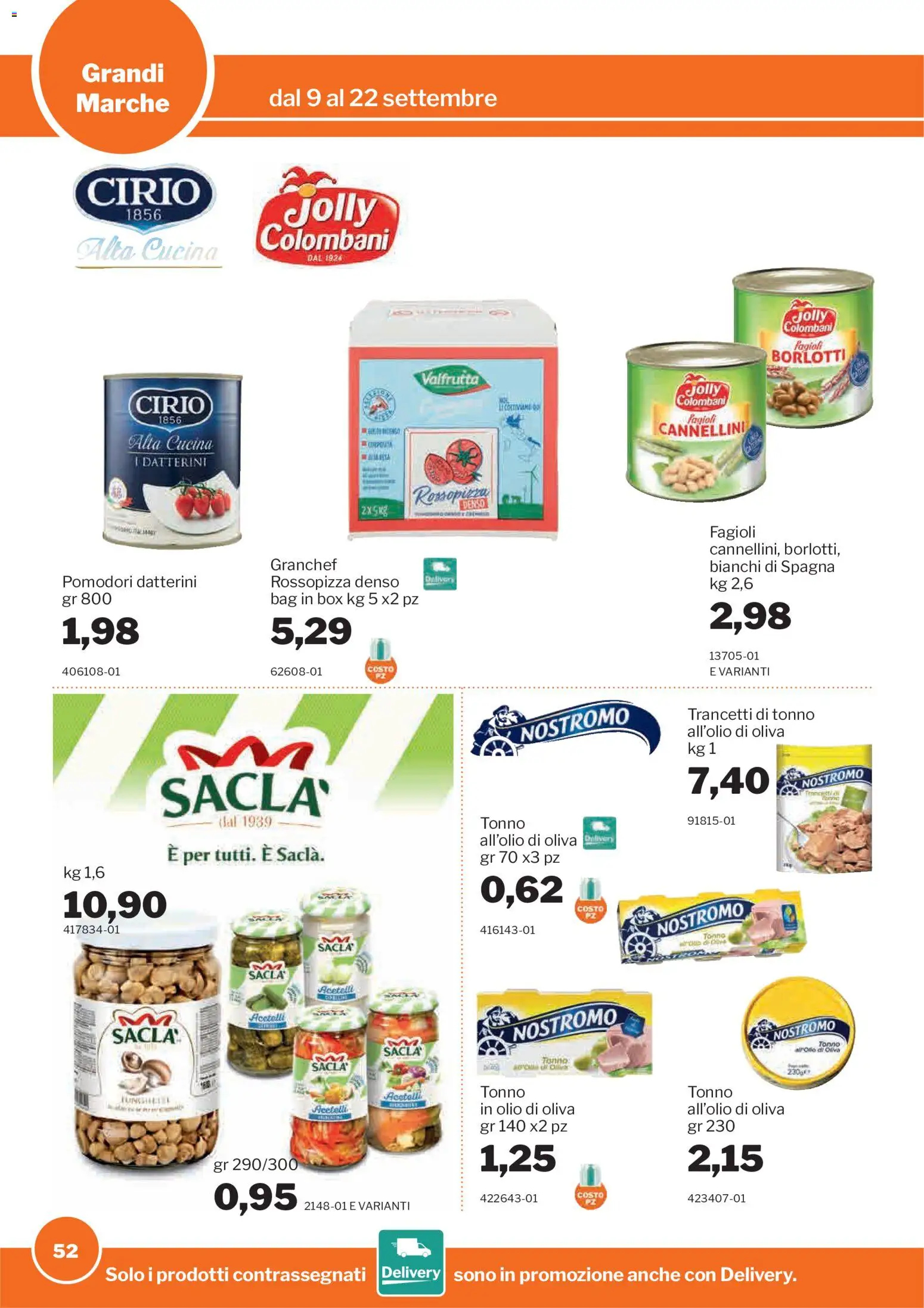 Volantino Sogegross del 09/09/2026 | Pagina: 52 | Prodotti: Olio, Pomodori, Tonno, Olio di Oliva