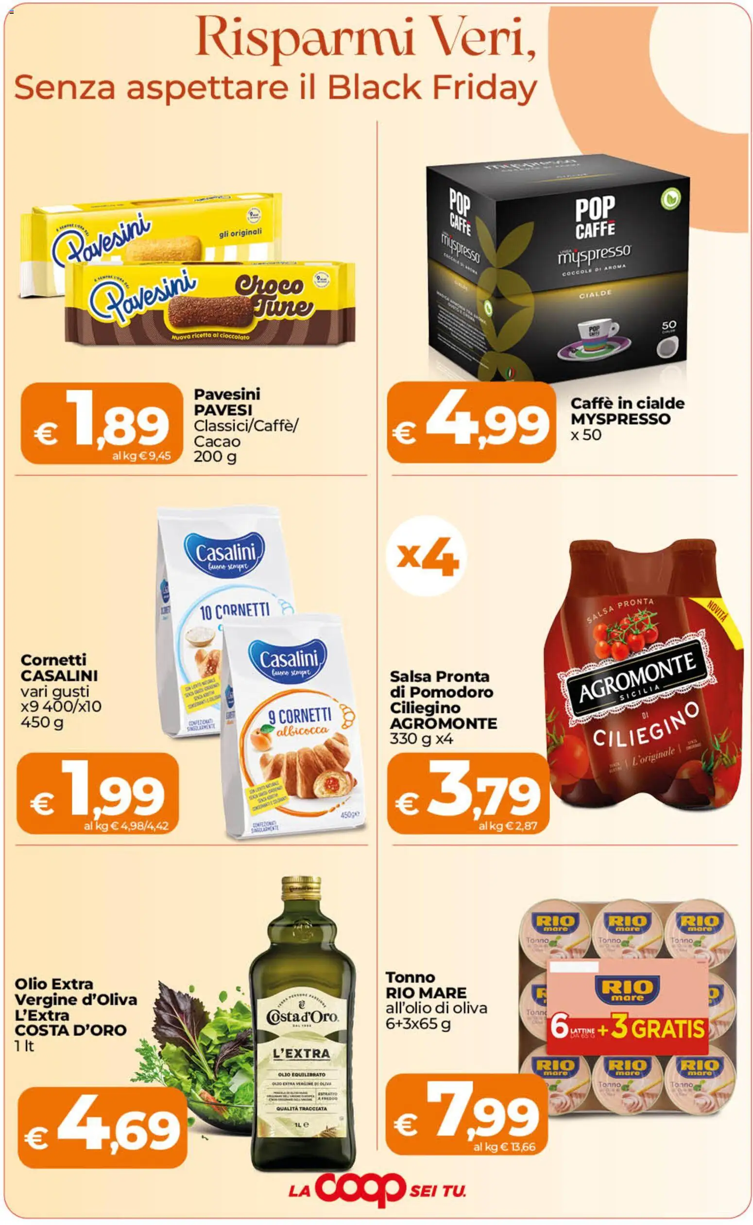 Volantino Ipercoop del 23/10/2026 | Pagina: 4 | Prodotti: Salsa, Tonno, Olio extra vergine, Cacao