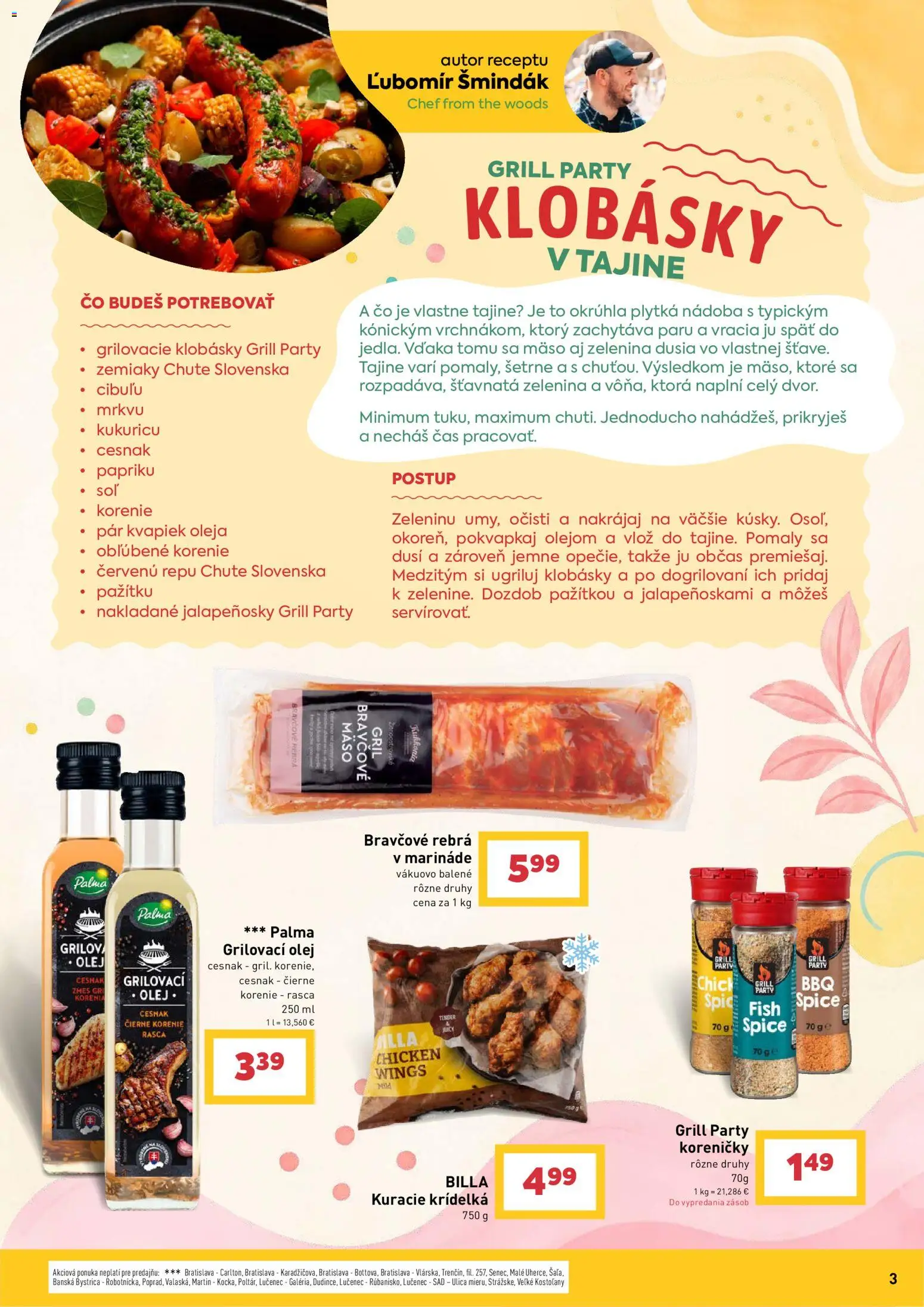 Nové Billa akcie – leták je platný od 27.05.2026 | Strana: 3 | Produkty: Gril, Olej, Cesnak