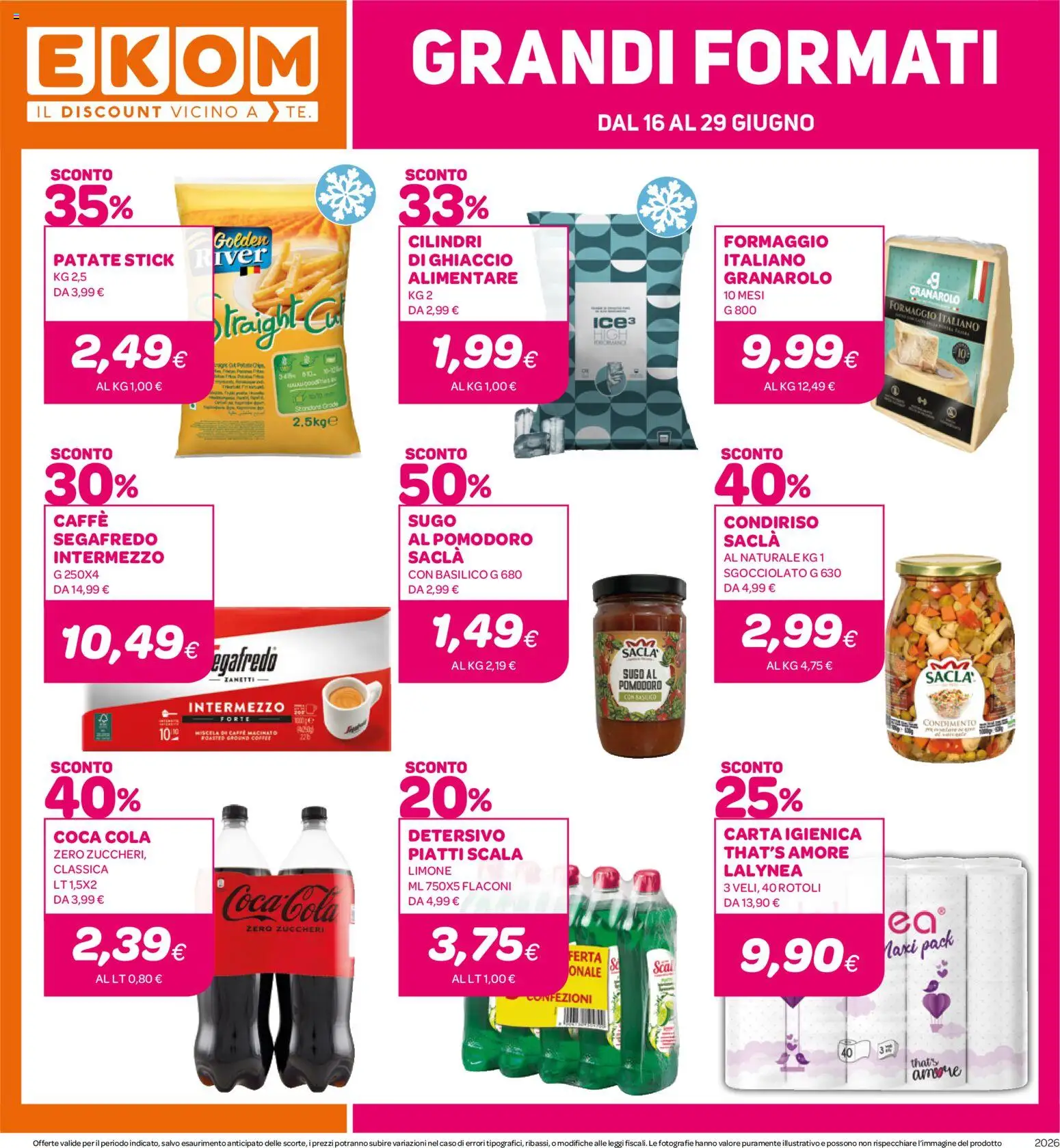 Volantino Ekom del 16.06.2026 | Pagina: 16 | Prodotti: Patate, Pomodoro, Sugo, Macinato