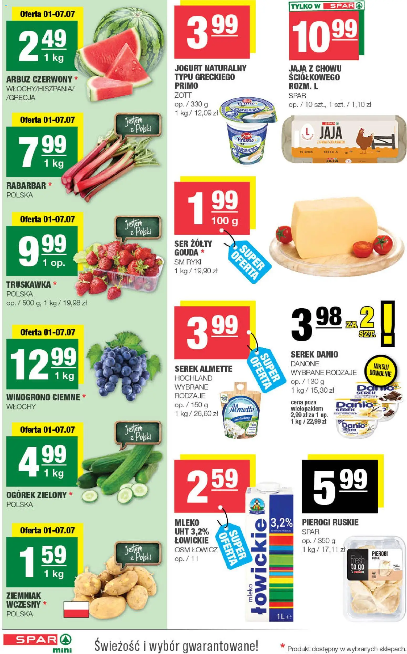 Spar gazetka - Mini od 01.07.2026 | Strona: 2 | Produkty: Winogrono, Pierogi, Jogurt naturalny, Ser