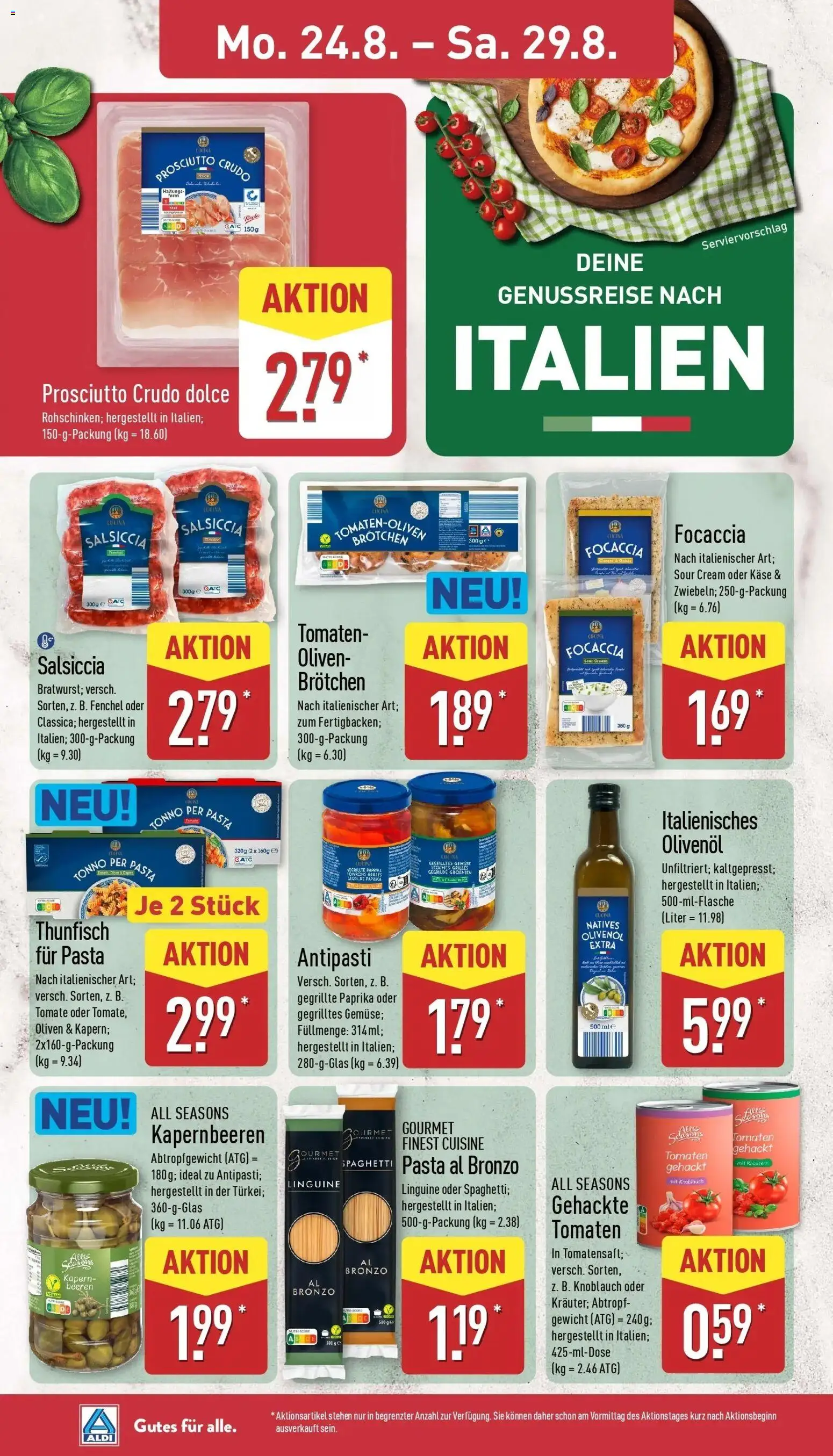 Aldi Aktueller Prospekt (ab 24.08.2026) » Angebote Online | Seite: 10 | Produkte: Thunfisch, Gemüse, Paprika, Knoblauch