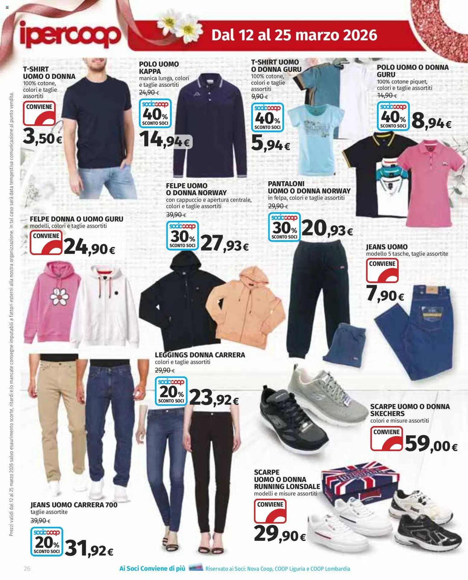 Volantino Ipercoop del 12.03.2026 | Pagina: 26 | Prodotti: Pantaloni, Scarpe, Jeans, Data