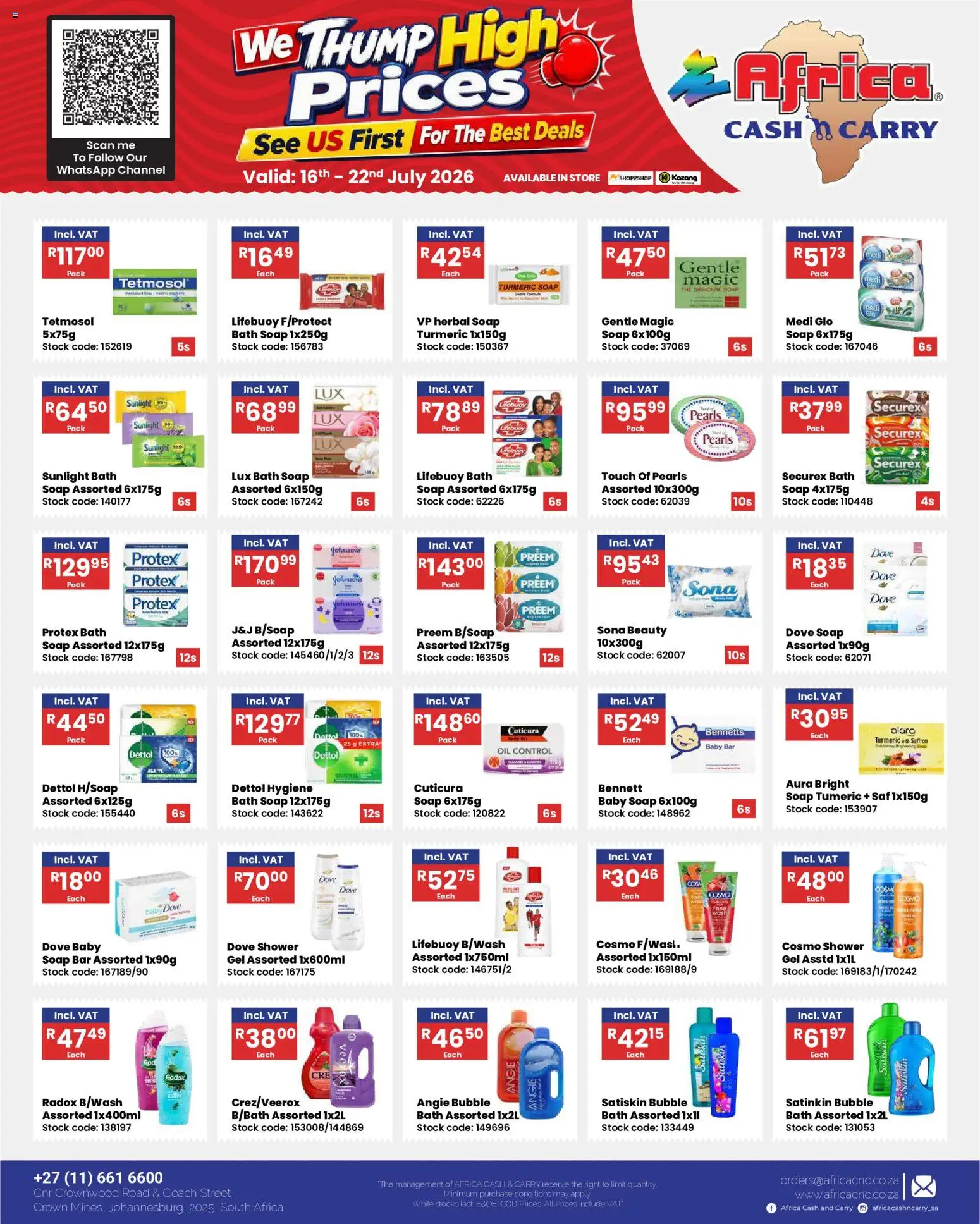 New Africa Cash & Carry catalogue – valid from 16/07/2026 | Page: 8 | Products: Bath, Oil, Stock, Soap