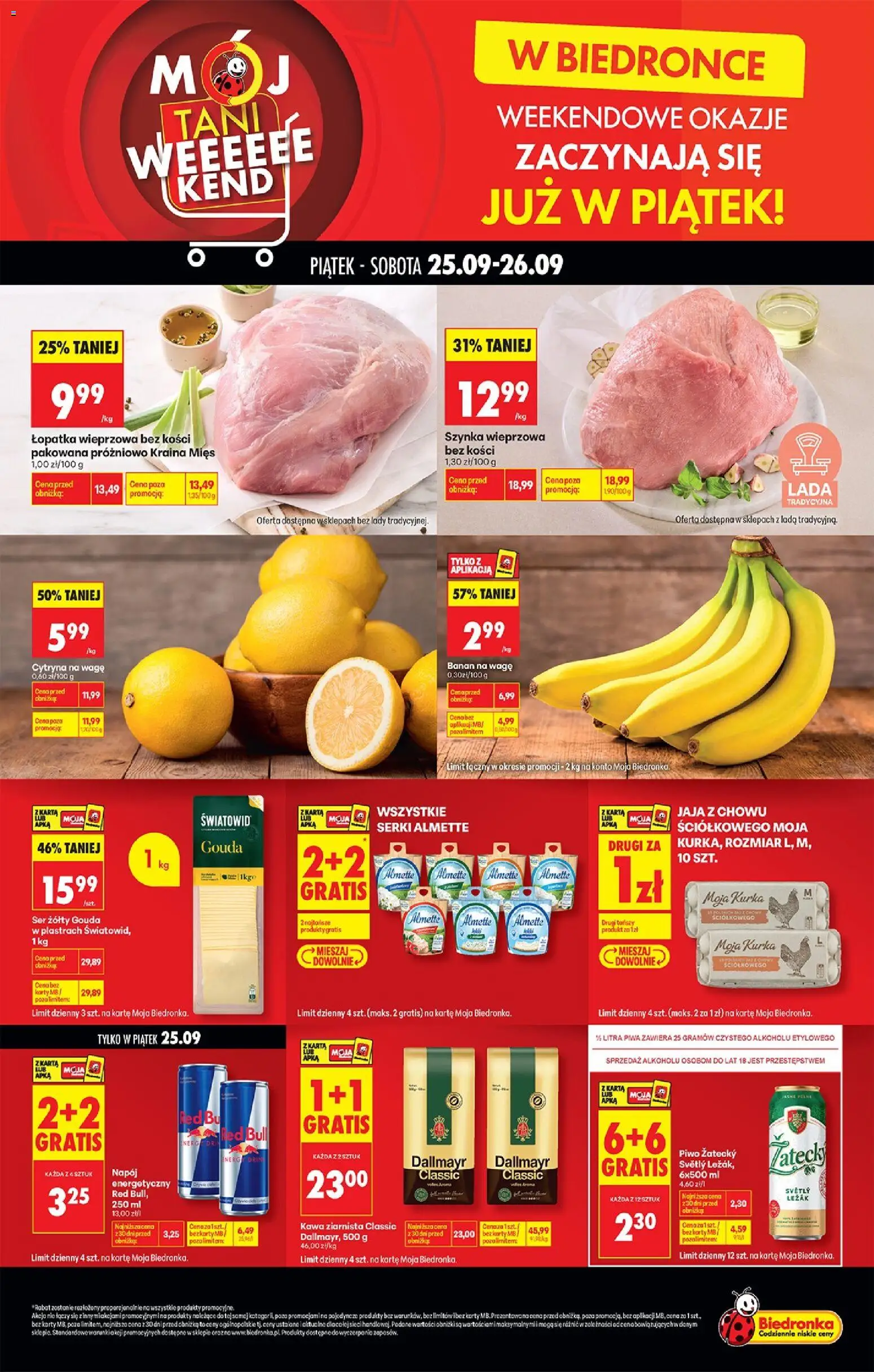 Biedronka Polsko leták - Tani weekend od 25.09.2026 | Strana: 1 | Produkty: Gouda, Banán, Lopatka, Karty