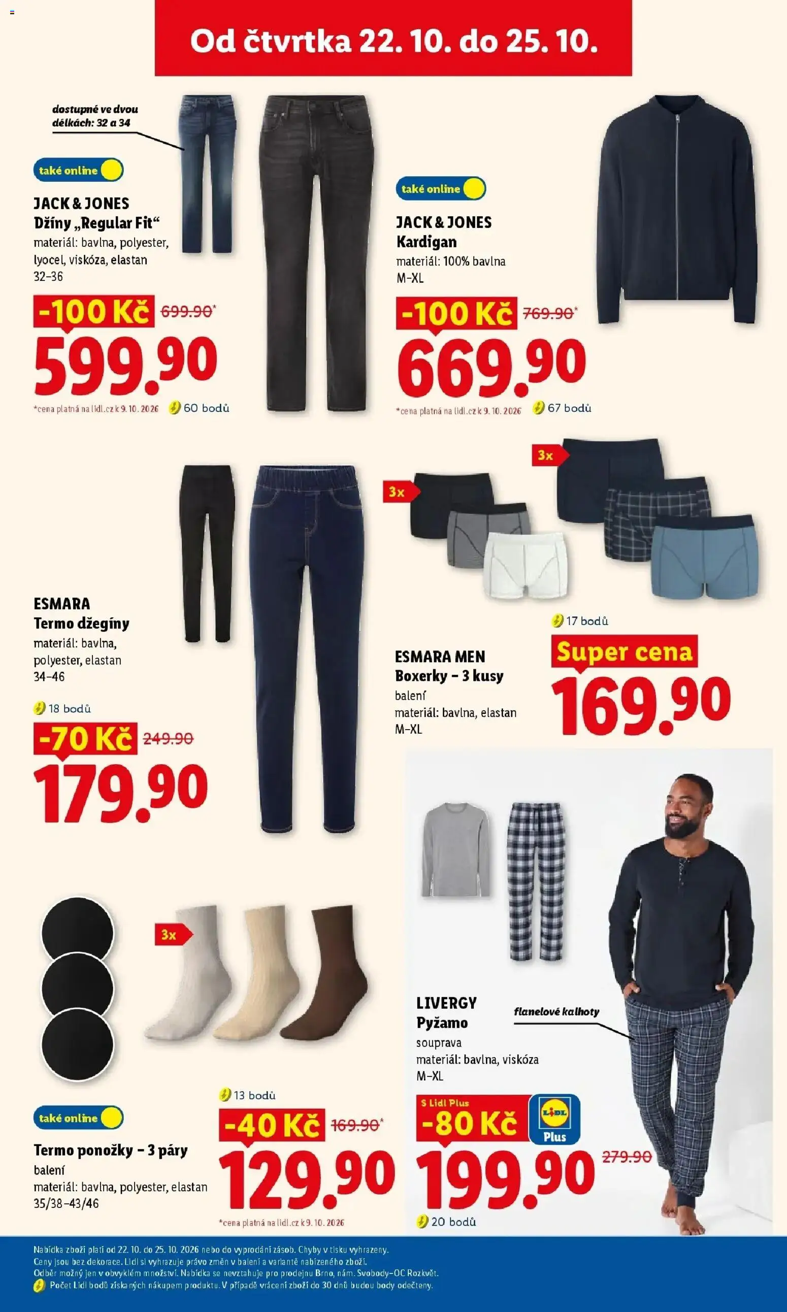 Lidl leták od 22.10.2026 - Nový akční leták | Strana: 47 | Produkty: Ponožky, Pyžamo, Džíny, Body
