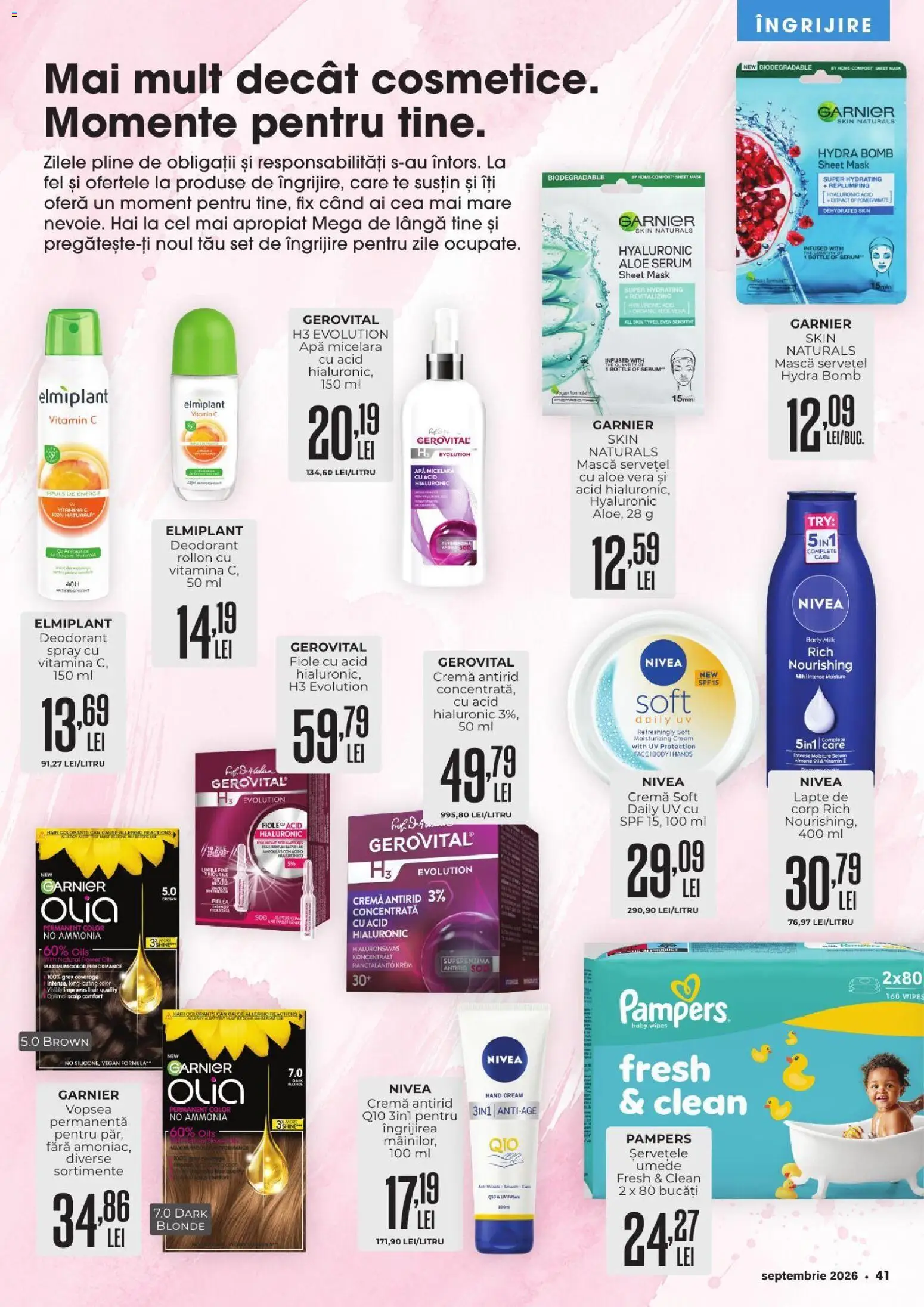 Noul catalog Mega Image – valabil de la 27.08.2026 | Pagină: 41 | Produse: Serum, Aloe vera, Lapte, Apă