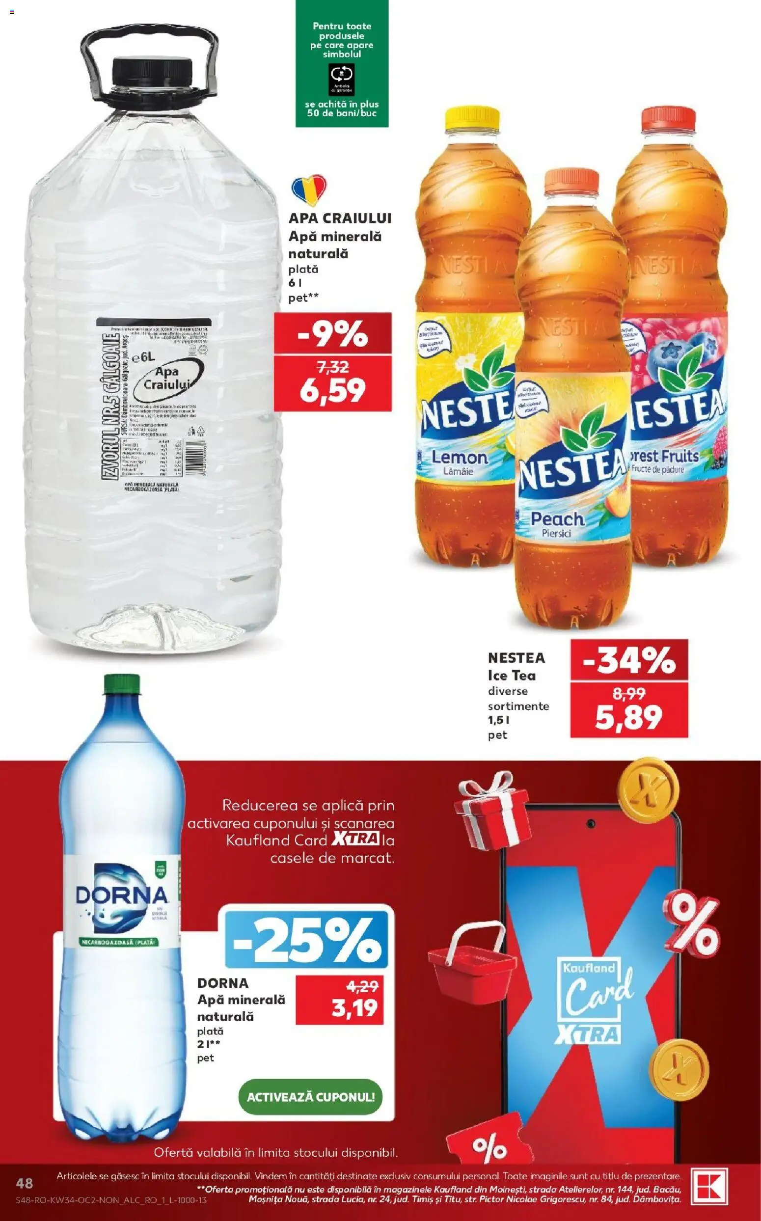 Noul catalog Kaufland – valabil de la 19.08.2026 | Pagină: 48 | Produse: Apa minerala, Fructe de pădure, Ice tea, Plus
