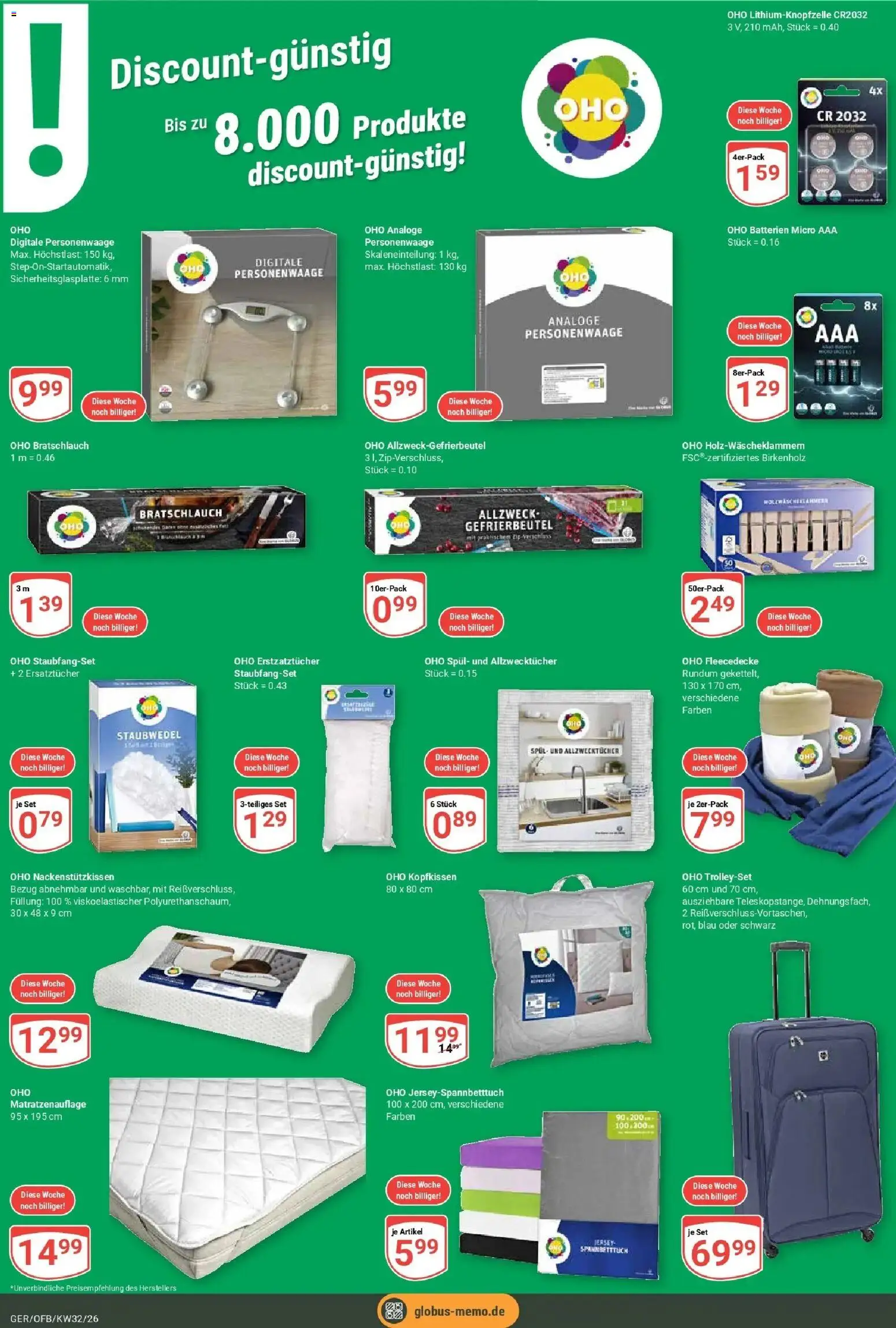 Globus Prospekt Gera (ab 03.08.2026) » Angebote online | Seite: 24 | Produkte: Batterien, Kopfkissen, Personenwaage