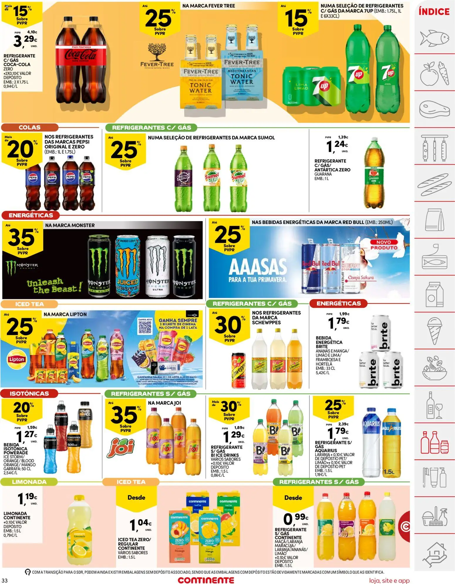 Continente folheto │ válido de 19.05.2026 | Página: 33 | Produtos: Refrigerante, Cereja, Sumo, Bebida