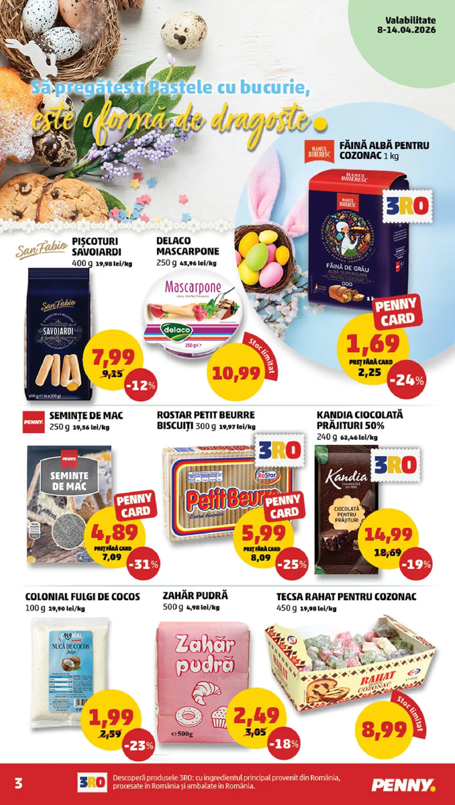 Noul catalog PENNY – valabil de la 08.04.2026 | Pagină: 3 | Produse: Light Kedi Konservesi, Pudră, Semințe, Zahăr