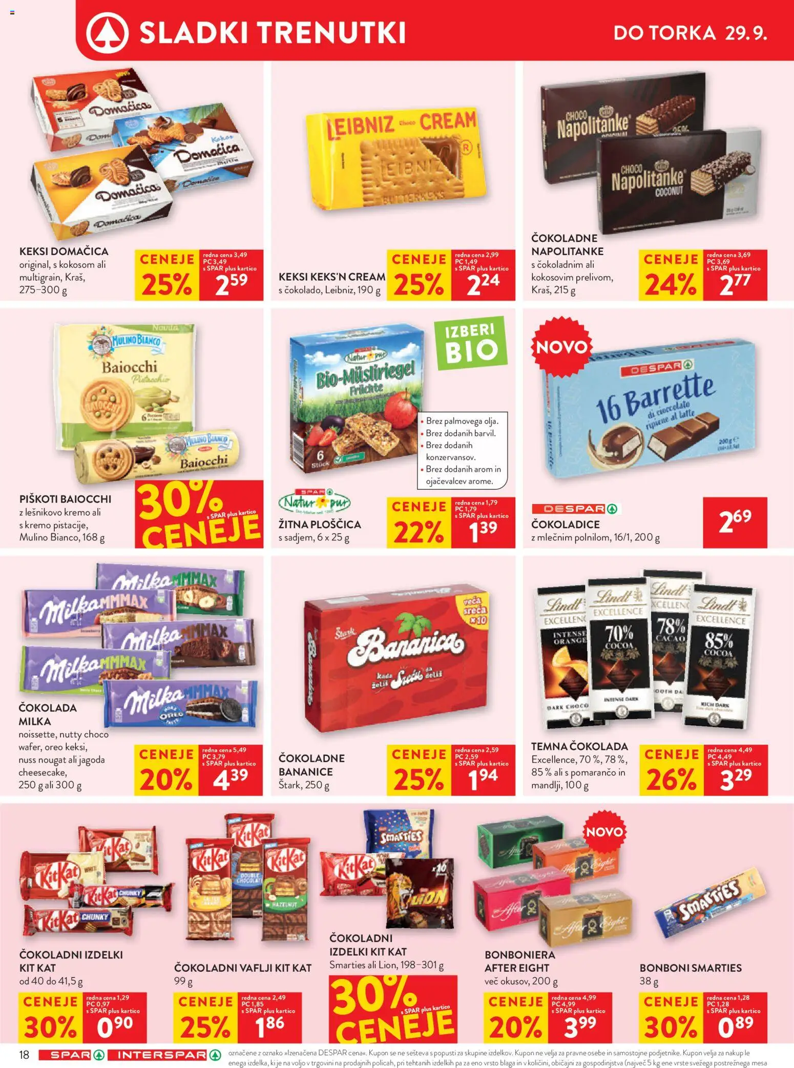 Novi Spar katalog ponudbe – veljaven od 23.09.2026 | Stran: 24 | Izdelki: Keksi, Temna čokolada, Lindt, Bonboniera