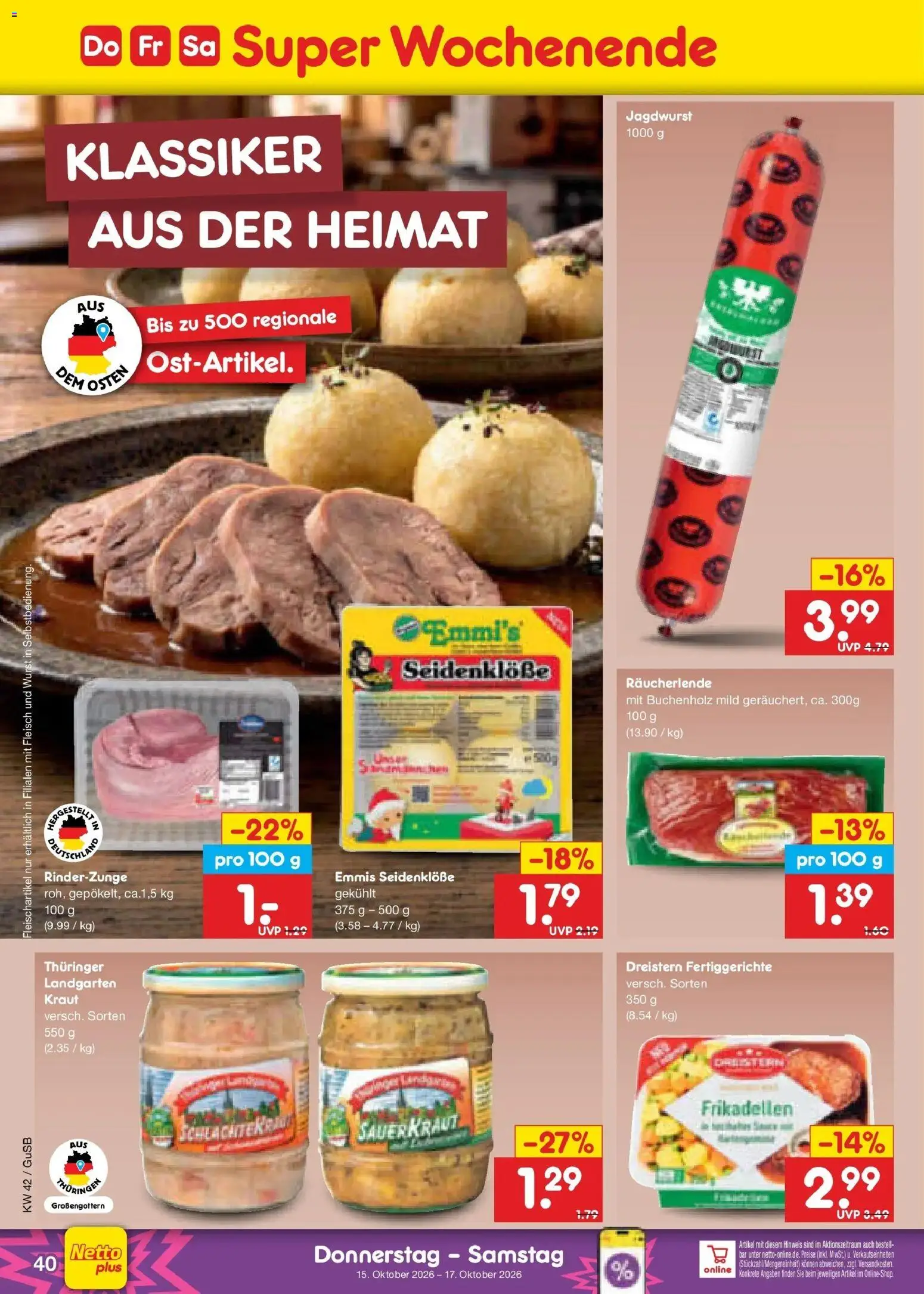 Netto Marken-Discount Prospekt Machern (ab 12.10.2026) » Angebote | Seite: 56 | Produkte: Fertiggerichte, Wurst, Kraut, Fleisch