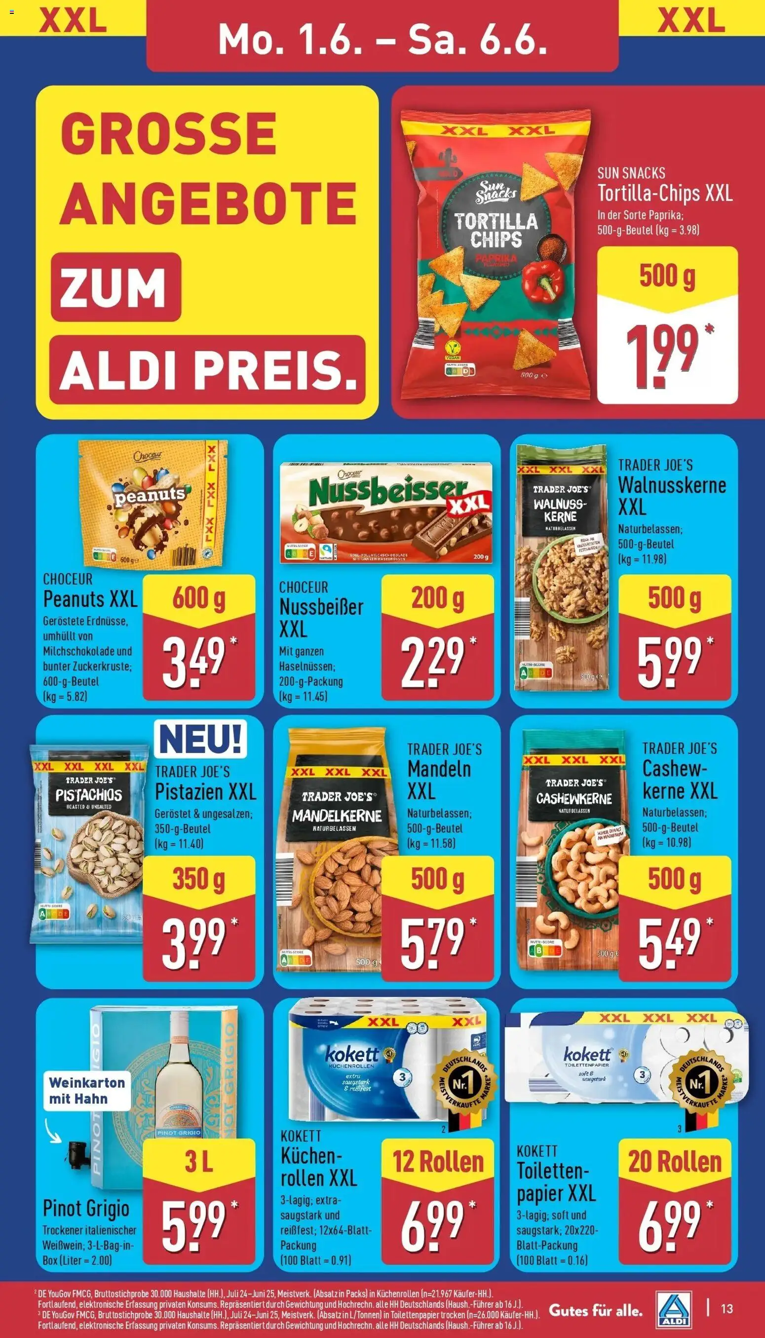 Aldi Wochenangebote – gültig ab 01.06.2026 | Seite: 14 | Produkte: Box, Paprika, Kuchen, Chips