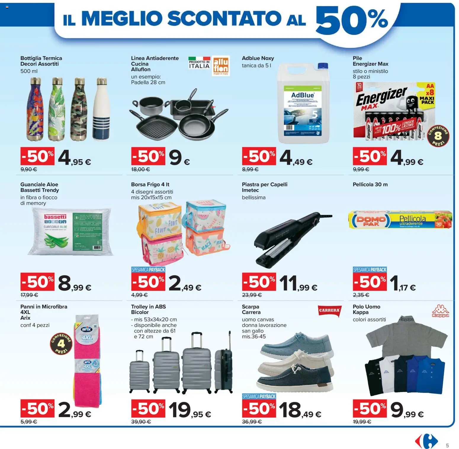 Volantino Carrefour del 07.04.2026 | Pagina: 5 | Prodotti: Polo, Piastra per capelli, Trolley, Bottiglia