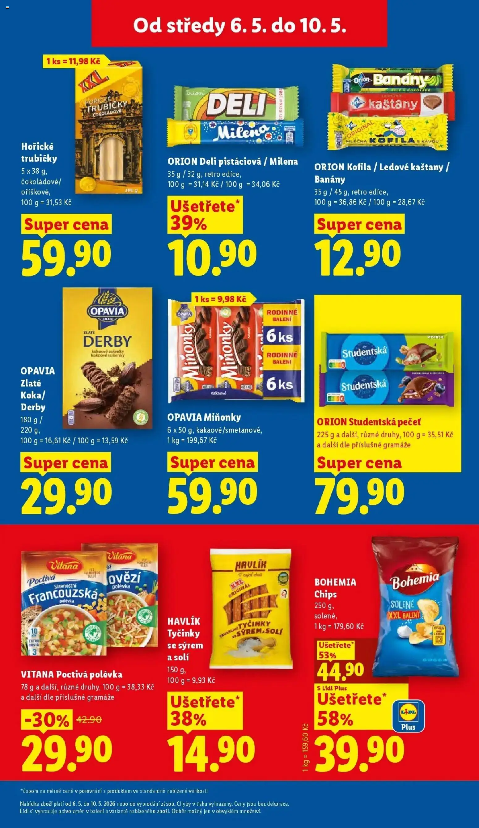 Lidl aktuální leták od 06.05.2026 | Strana: 19 | Produkty: Banány, Tyčinky, Studentská pečeť, Orion Studentská pečeť