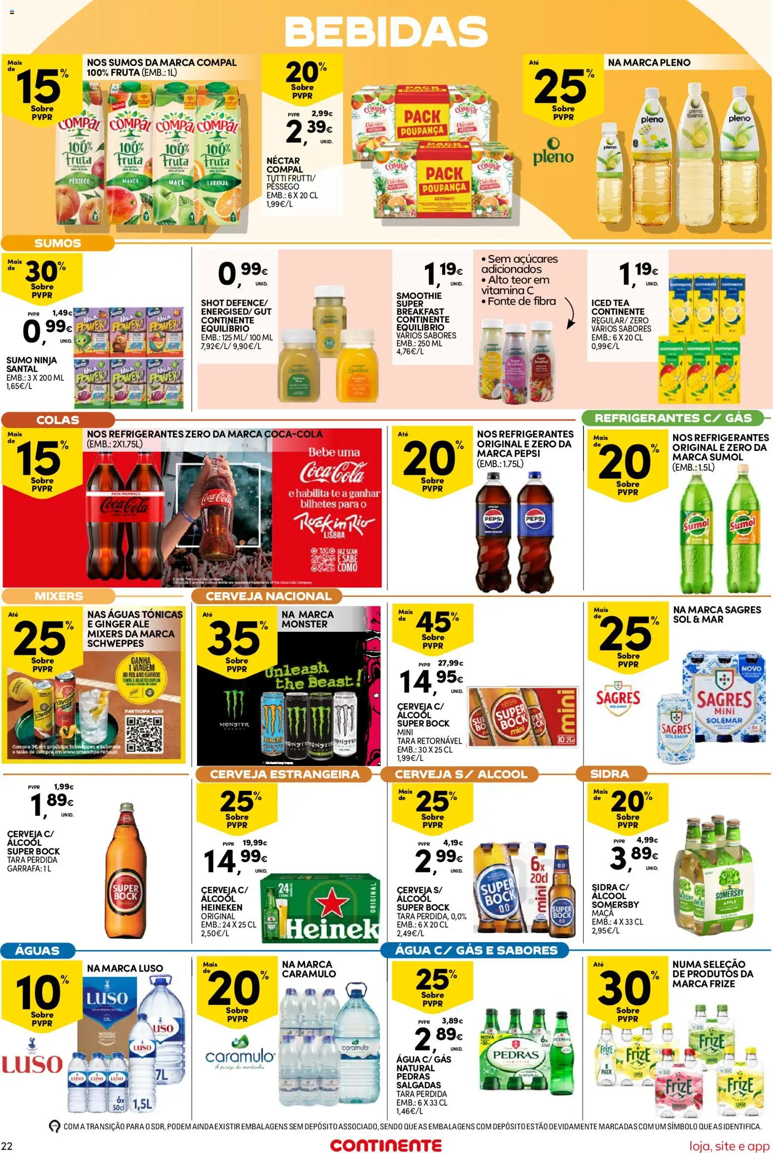 Continente Semanal Continente Bom Dia │ válido de 21.04.2026 | Página: 22 | Produtos: Agua, Maça, Água com gás, Soda