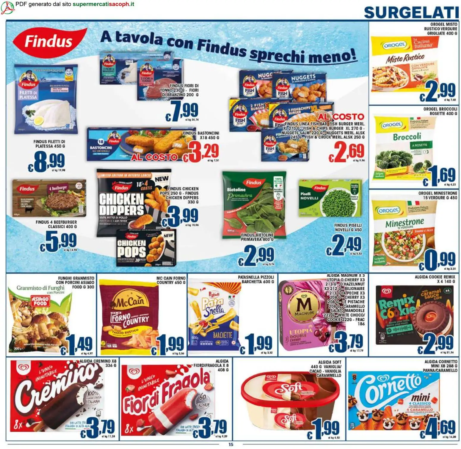 Volantino Sacoph del 17.04.2026 | Pagina: 15 | Prodotti: Petto di Pollo, Nuggets, Branzino, Forno