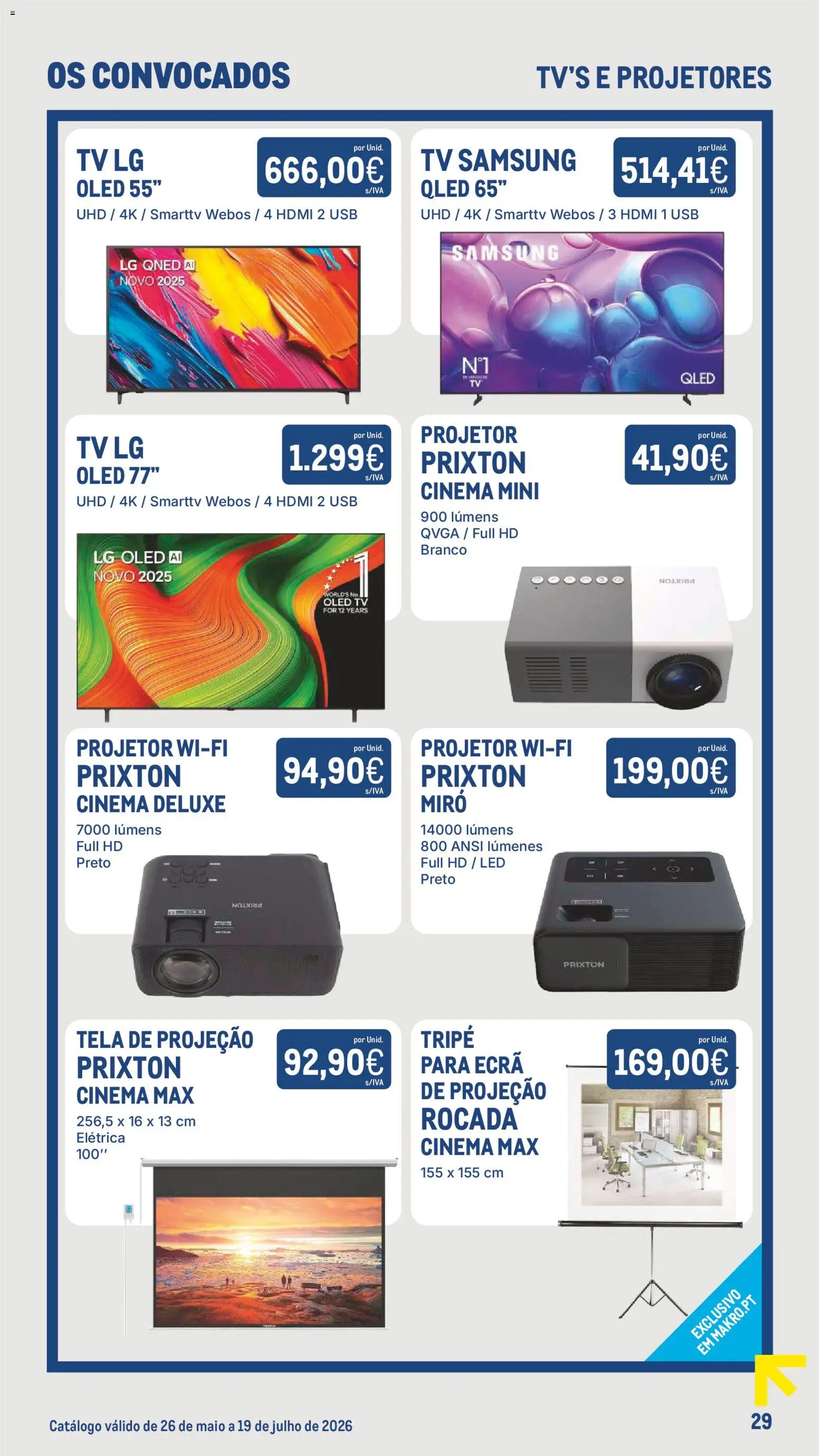 Makro Os Convocados │ válido de 26/05/2026 | Página: 29 | Produtos: USB, Projetor, Tela de projeção