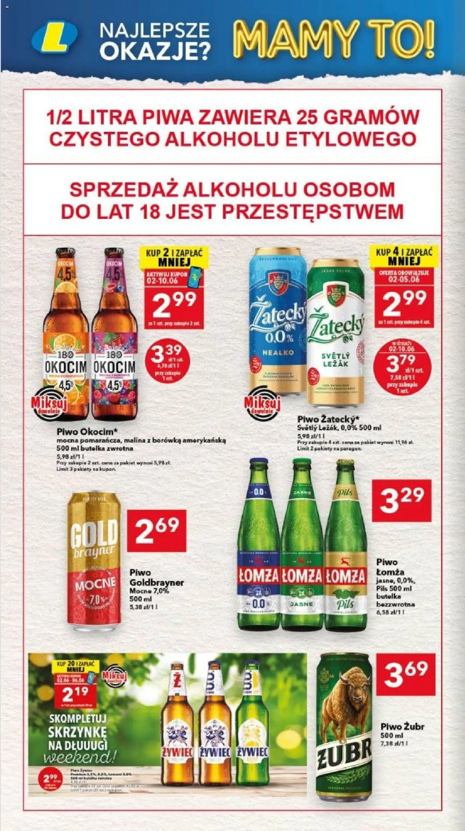 Lewiatan gazetka - Legnica od 02.06.2026 | Strona: 14 | Produkty: Piwo żubr, Borówka amerykańska, Leżak, Piwo