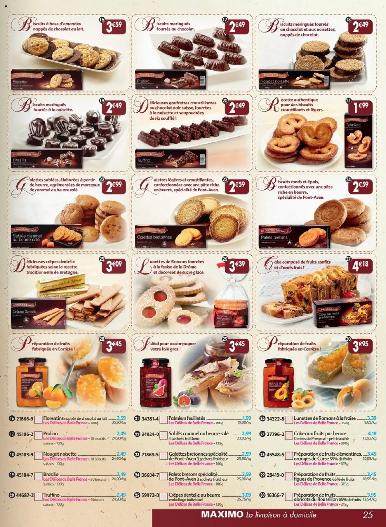 {H1} | Page: 25 | Produits: Cerises, Meringues, Abricots, Foie