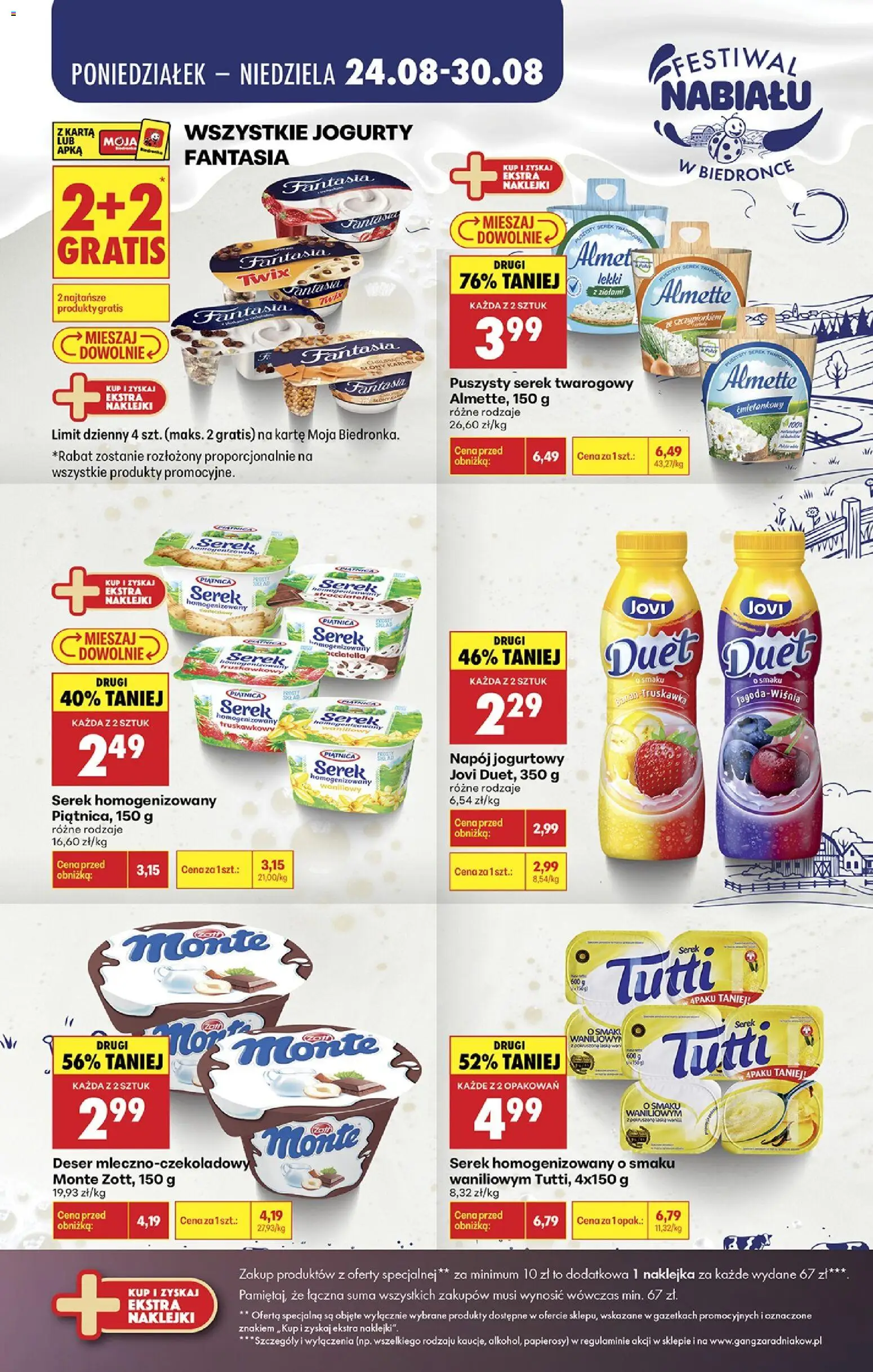 Biedronka Polsko leták - Festiwal nabiału od 24.08.2026 | Strana: 7 | Produkty: Twix, Banán, Jogurty