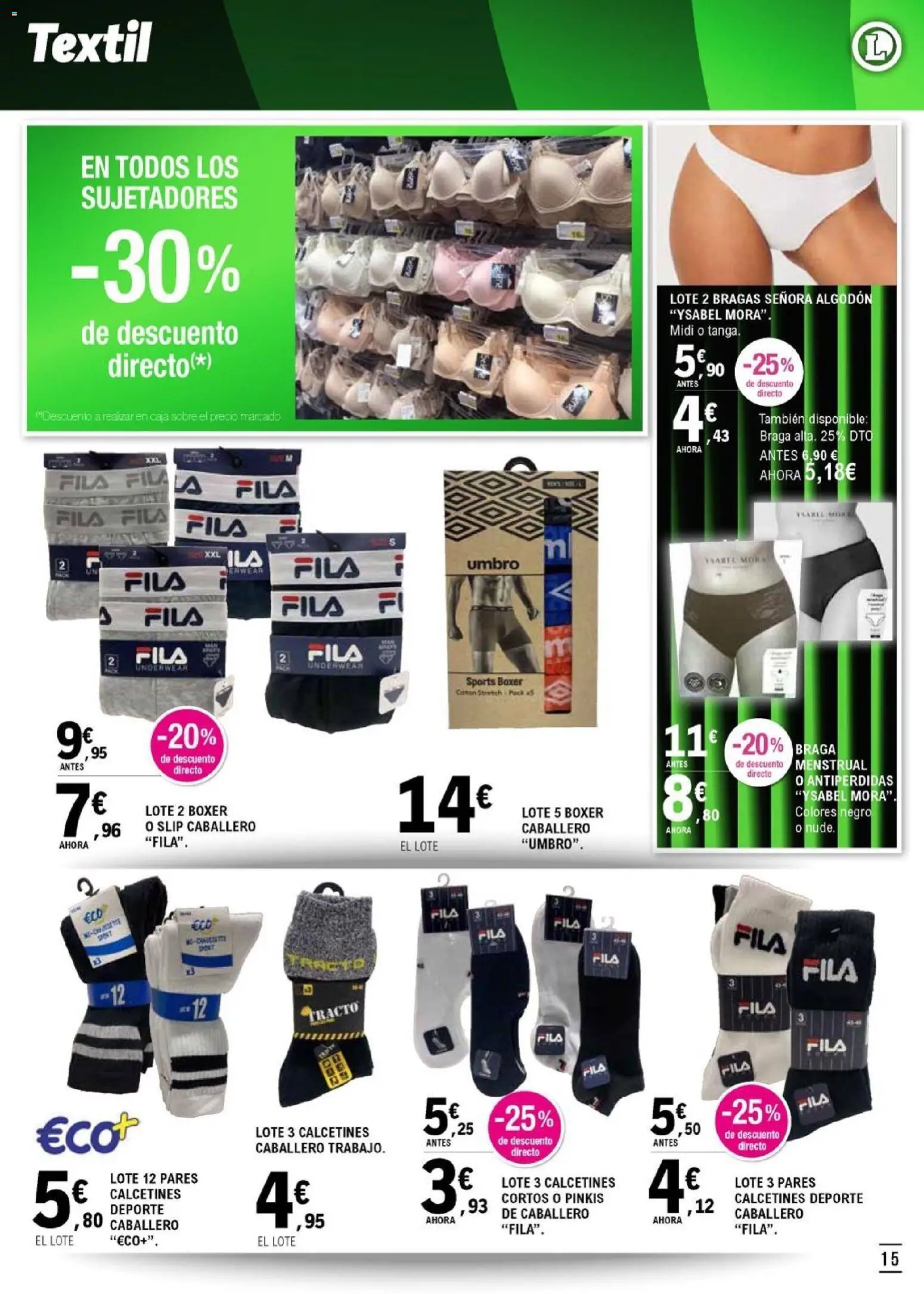E.Leclerc folleto Salamanca │ válido desde el 09/09/2026 | Página: 15 | Productos: Bragas, Algodón, Braga, Caja