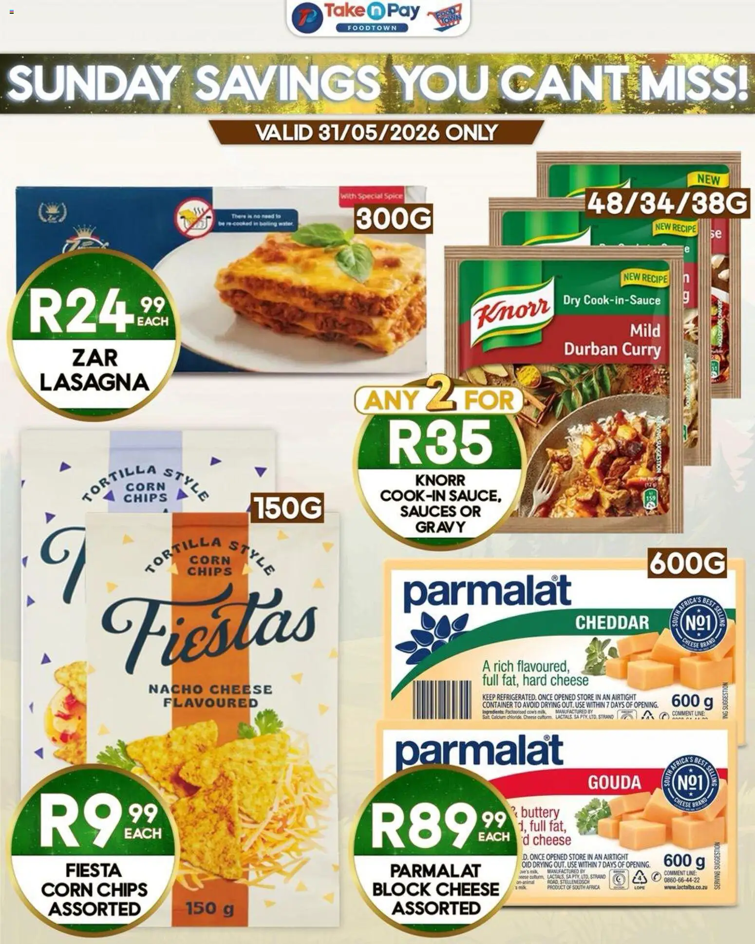 New Take n Pay catalogue – valid from 31.05.2026 | Page: 3 | Products: Corn, Cheese, Chips, Gravy