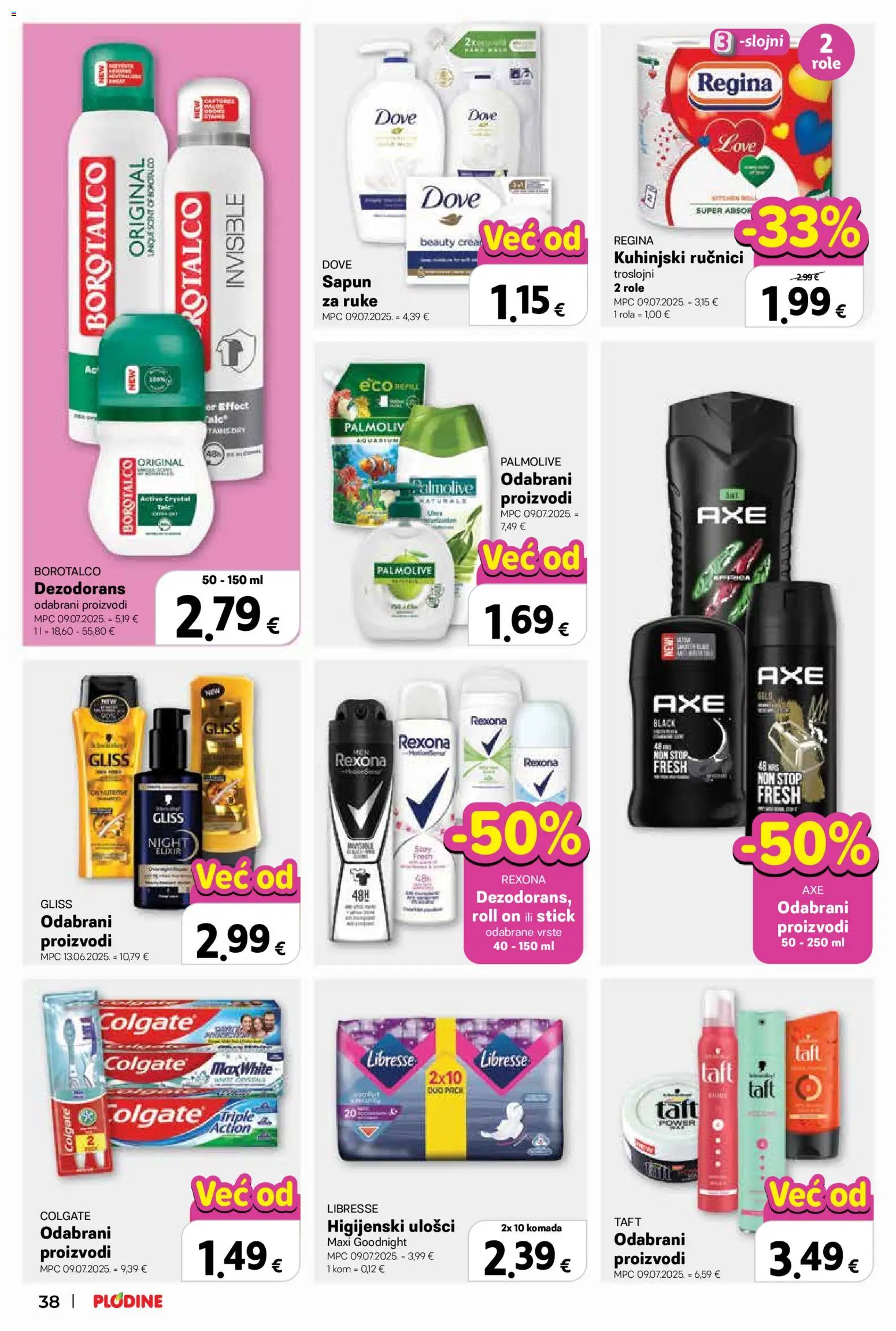 Plodine katalog | vrijedi od 13.05.2026 | Stranica: 38 | Proizvodi: Roll on, Sapun, Dezodorans, Borotalco