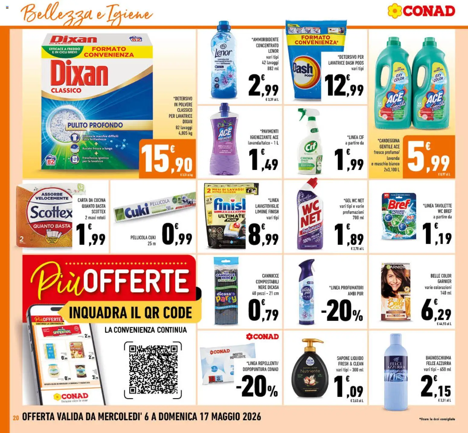 Volantino Conad del 06.05.2026 | Pagina: 20 | Prodotti: Sapone, Limone, Lavatrice, WC