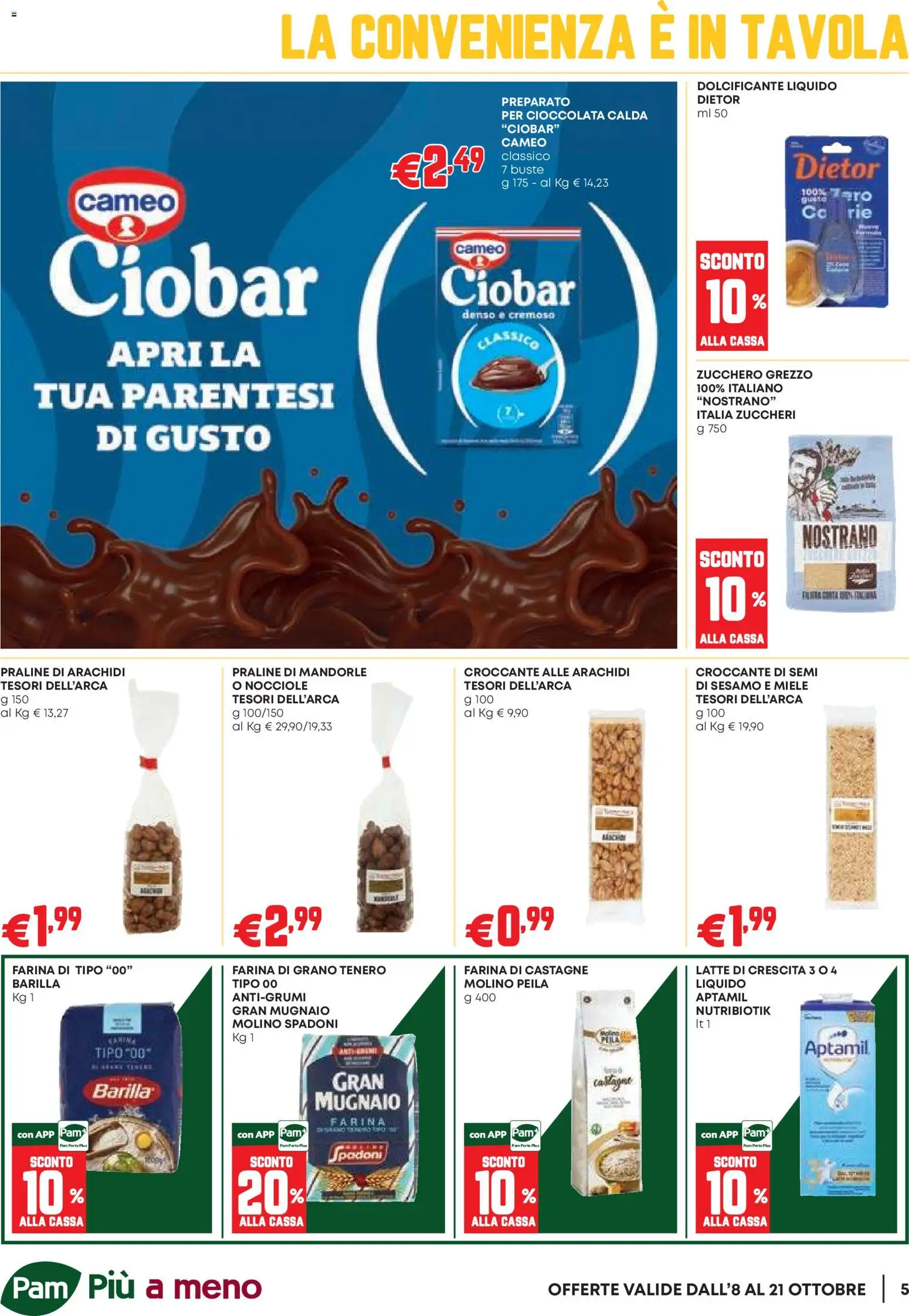 Volantino PAM del 08/10/2026 | Pagina: 5 | Prodotti: Zucchero, Farina, Barilla, Miele