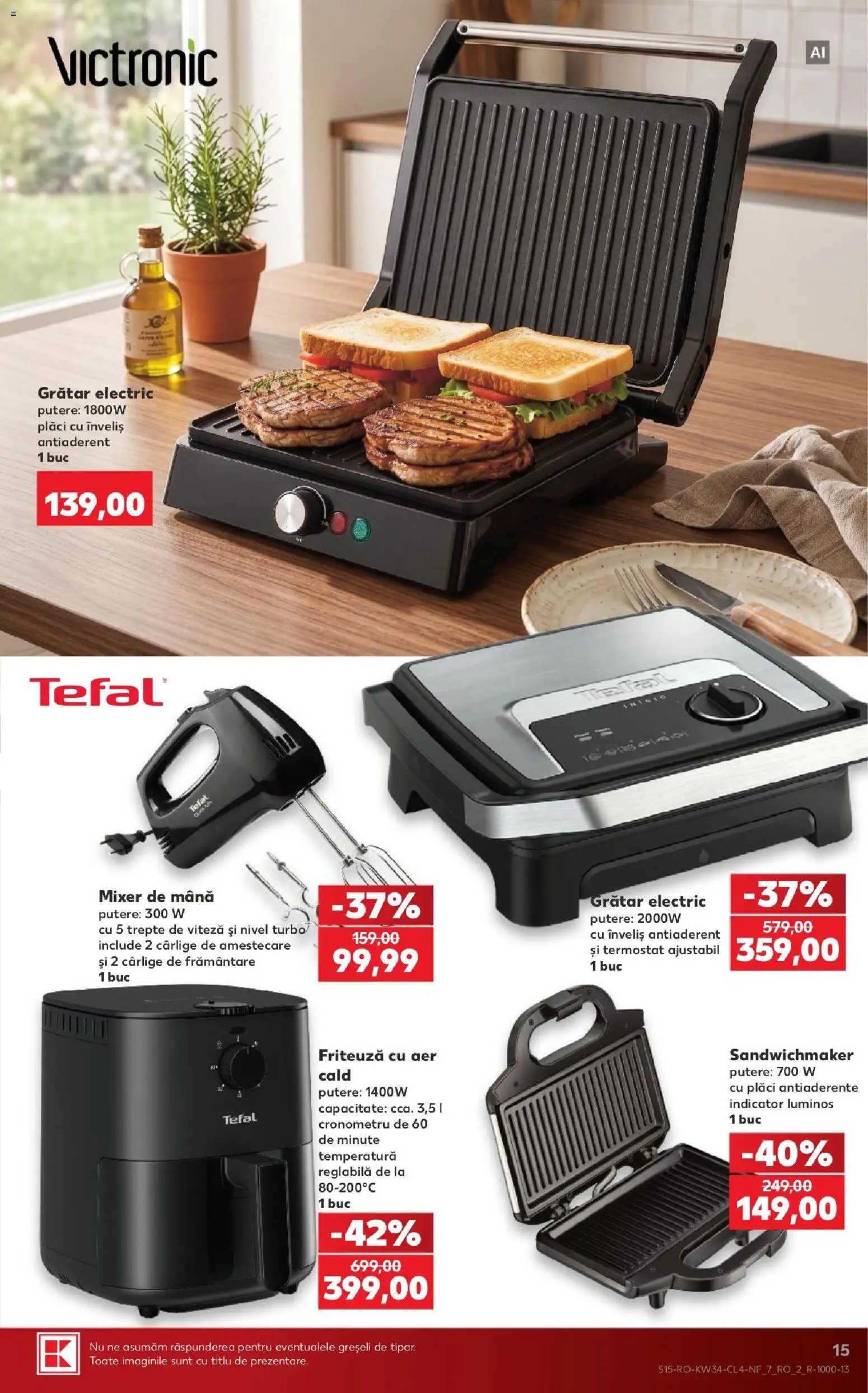 Noul catalog Kaufland – valabil de la 19.08.2026 | Pagină: 15 | Produse: Sandwichmaker, Mixer, Friteuză, Grătar