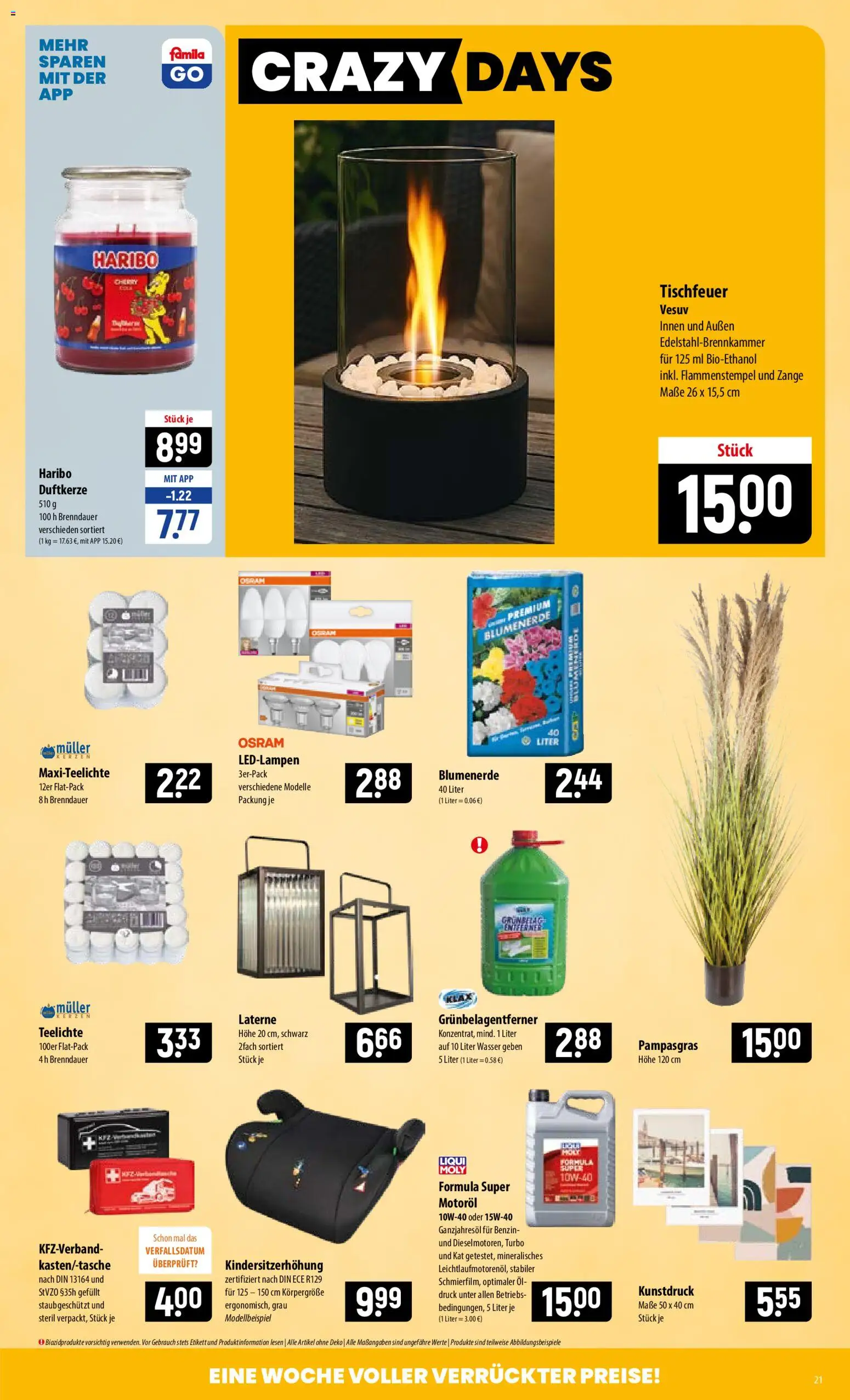 Famila Prospekt – gültig ab 31.08.2026 | Seite: 21 | Produkte: Haribo, Öl, Blumenerde, Wasser