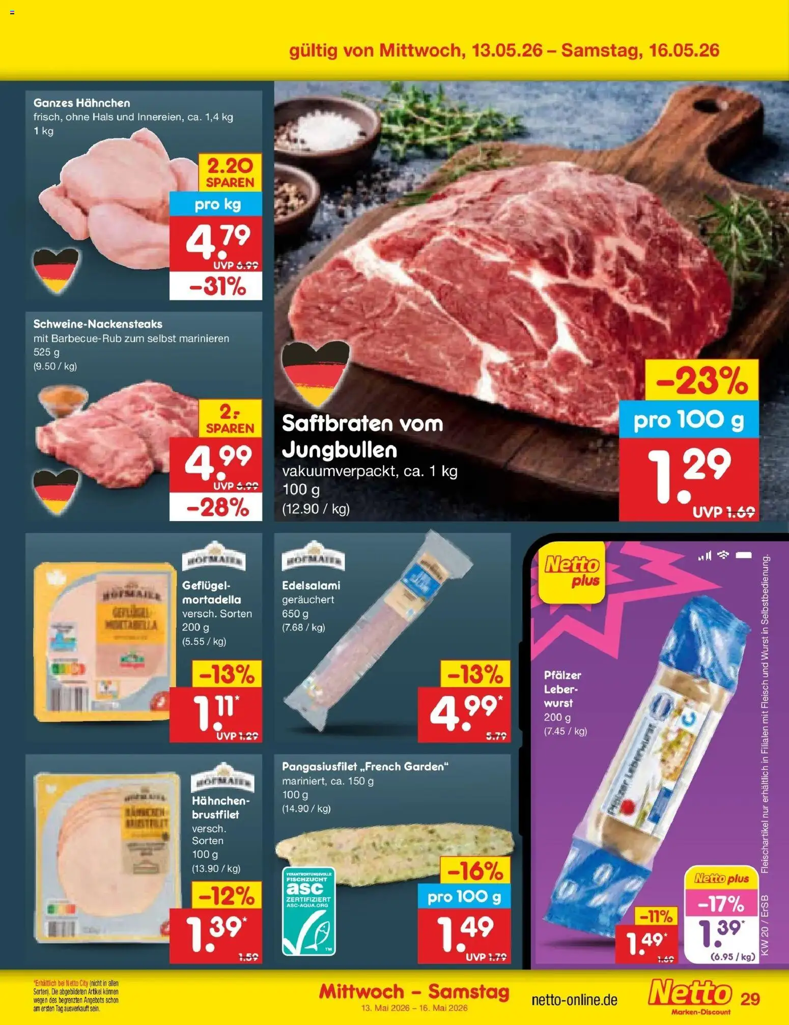 Netto Marken-Discount Prospekt Nordhausen	 – gültig ab 10.05.2026 | Seite: 38 | Produkte: Hahnchen, Wurst, Fleisch