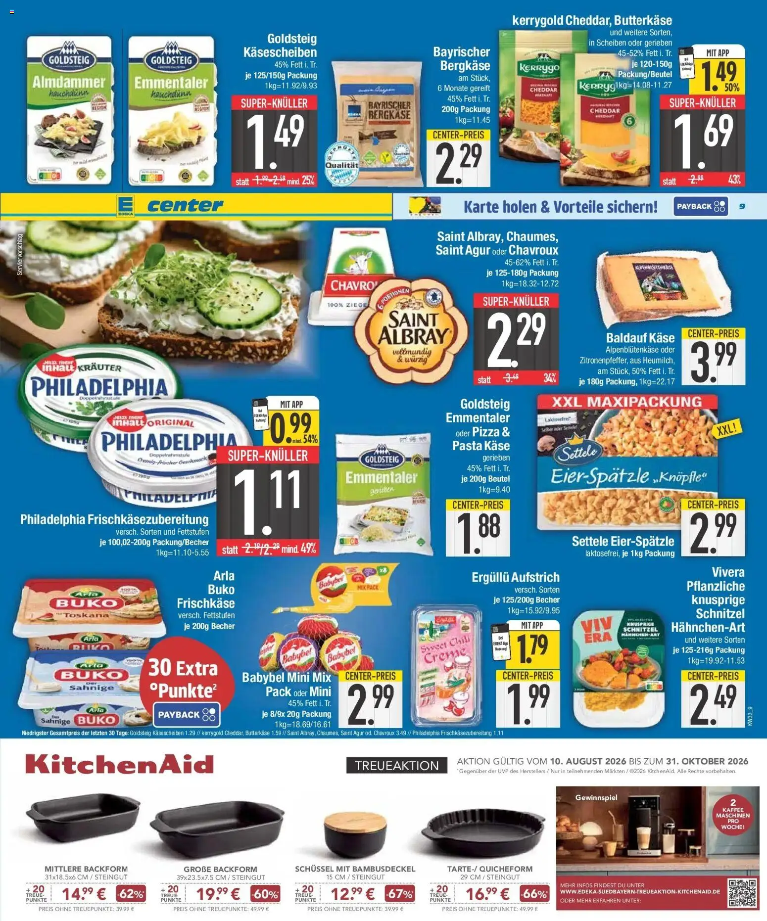E center Prospekt Kösching (ab 10.08.2026) zum Blättern | Seite: 9 | Produkte: Käse, Pasta, Babybel, Pizza