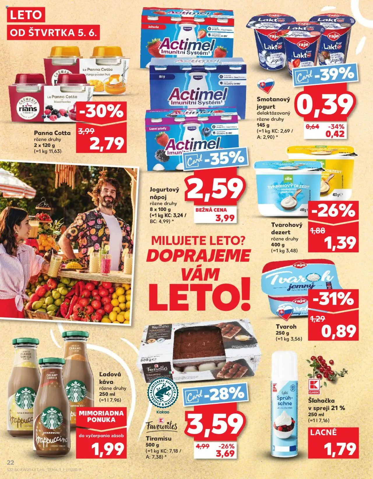 Nové Kaufland akcie – leták je platný od 05.06.2025 | Strana: 22 | Produkty: Tvaroh, Mango, Actimel, Šľahačka